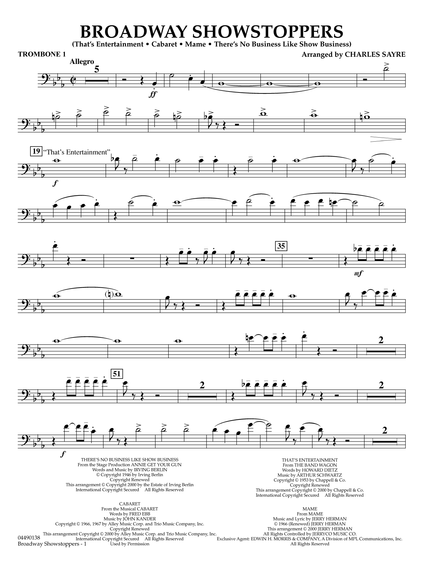 Broadway Showstoppers - Trombone 1