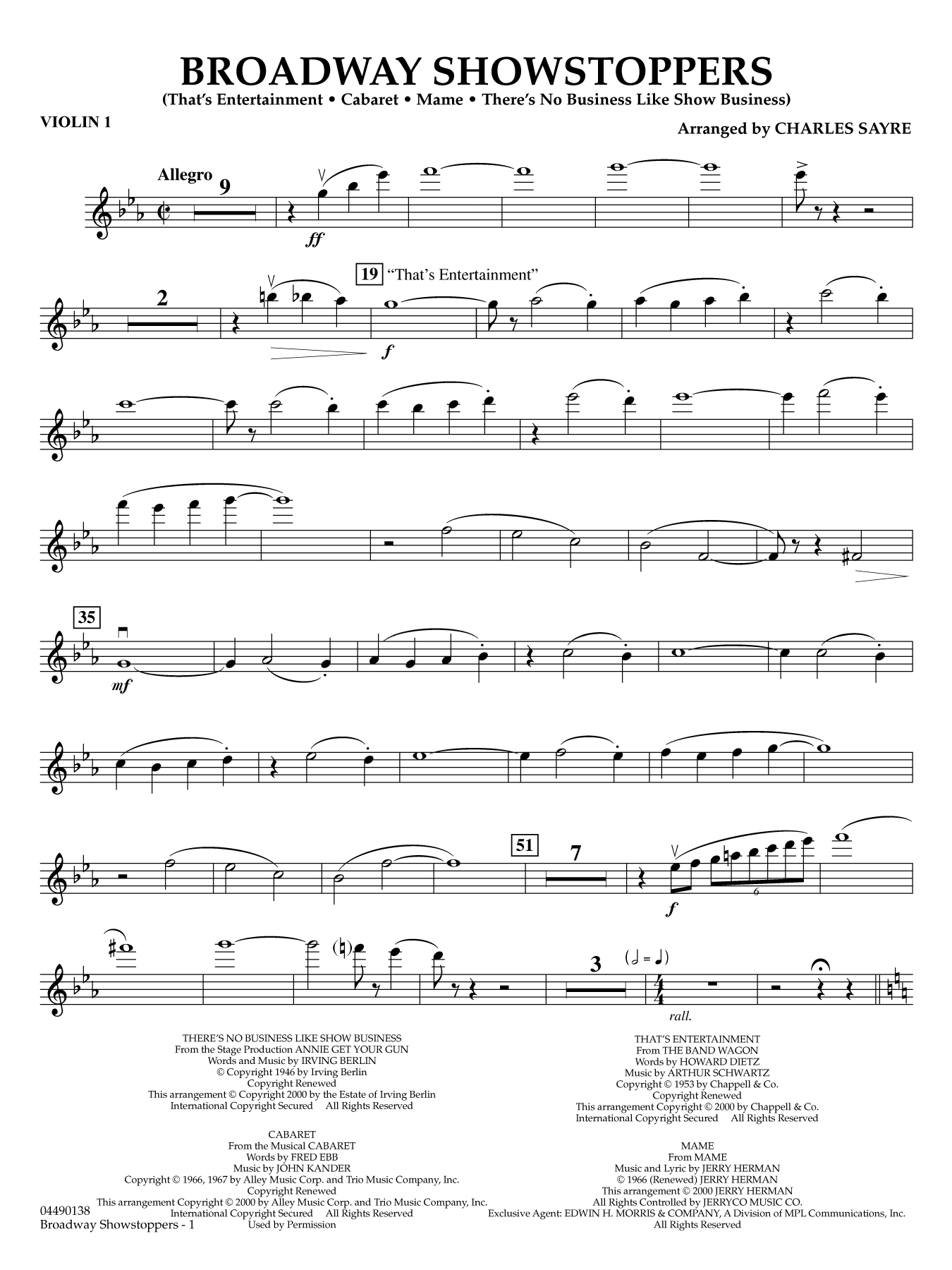 Broadway Showstoppers - Violin 1