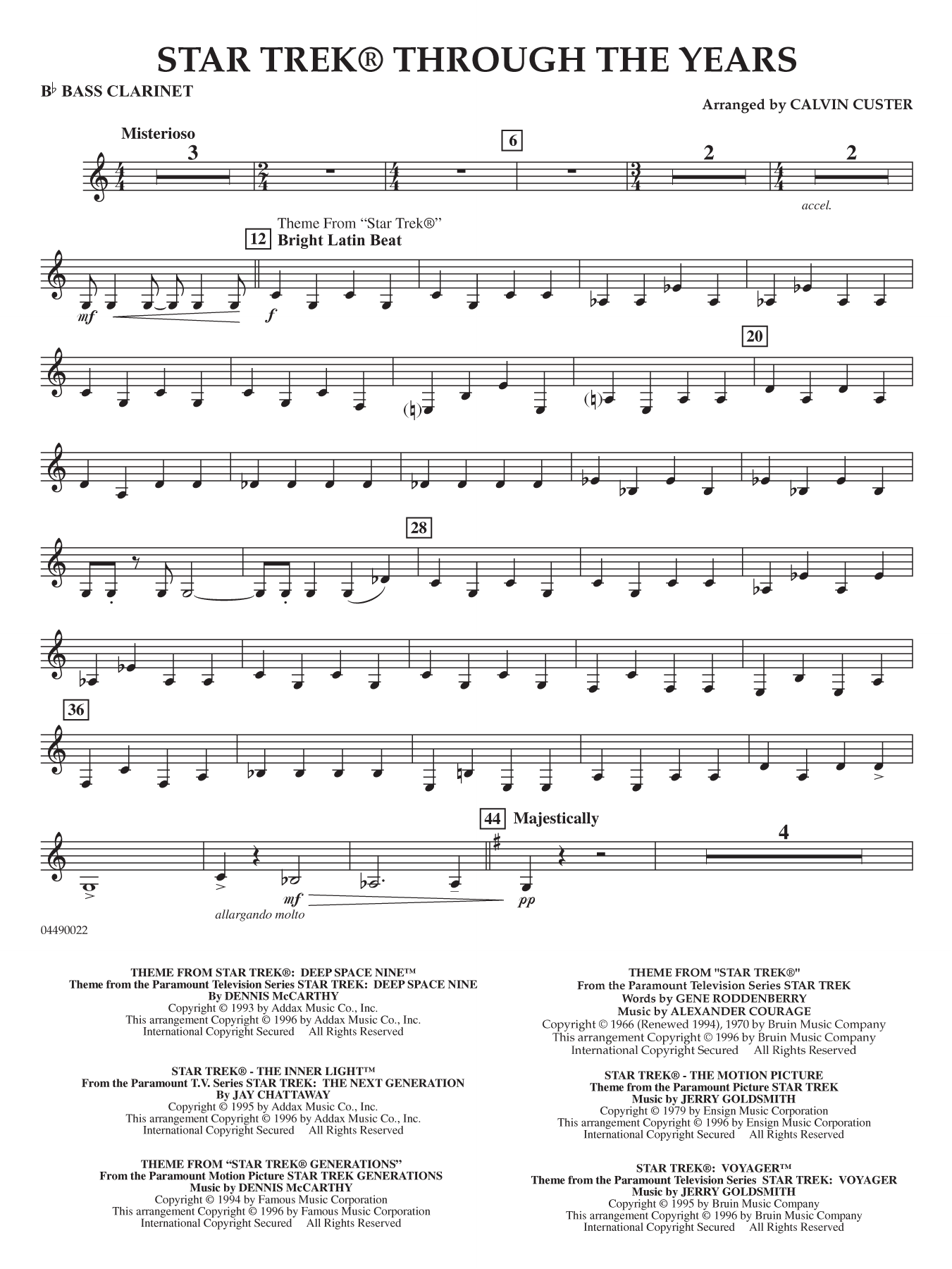 Star Trek Through the Years - Bb Bass Clarinet