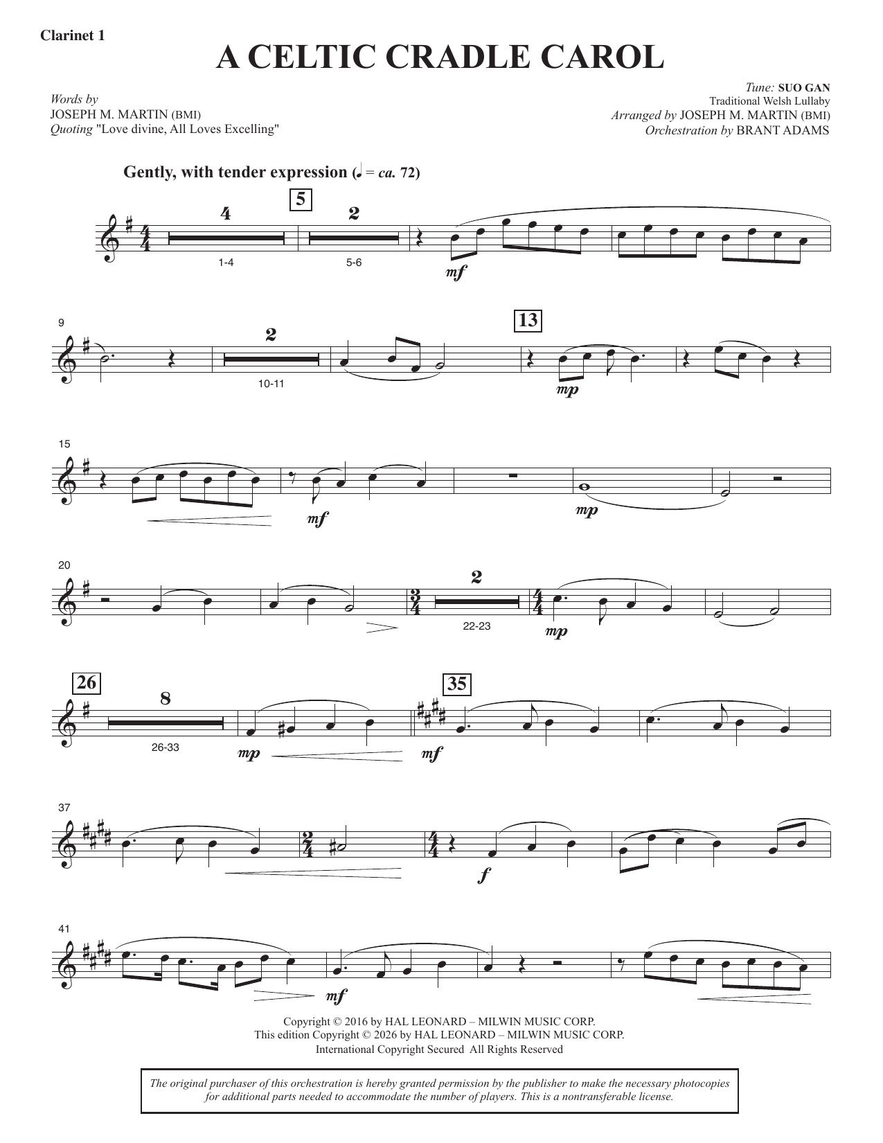 A Celtic Cradle Carol - Bb Clarinet 1
