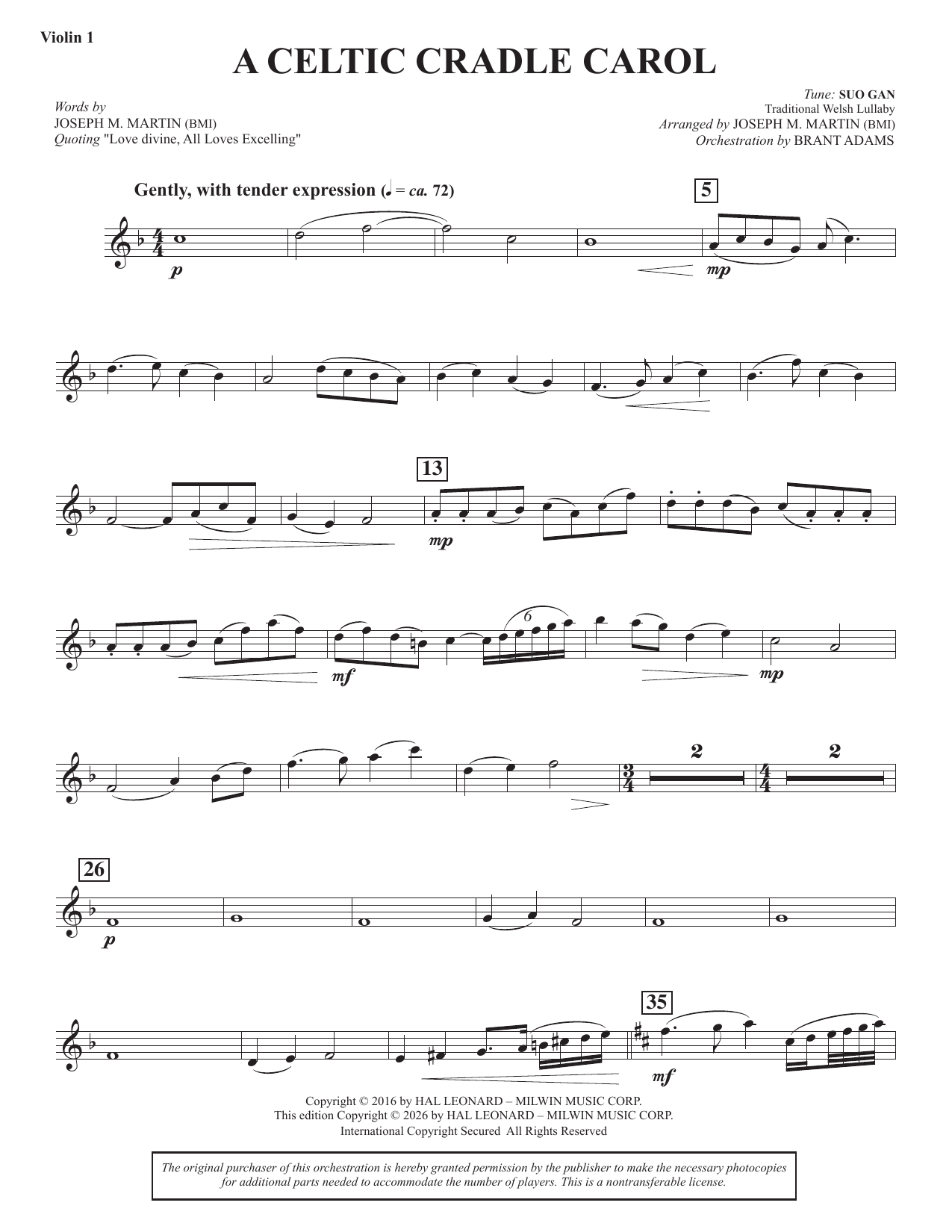 A Celtic Cradle Carol - Violin 1