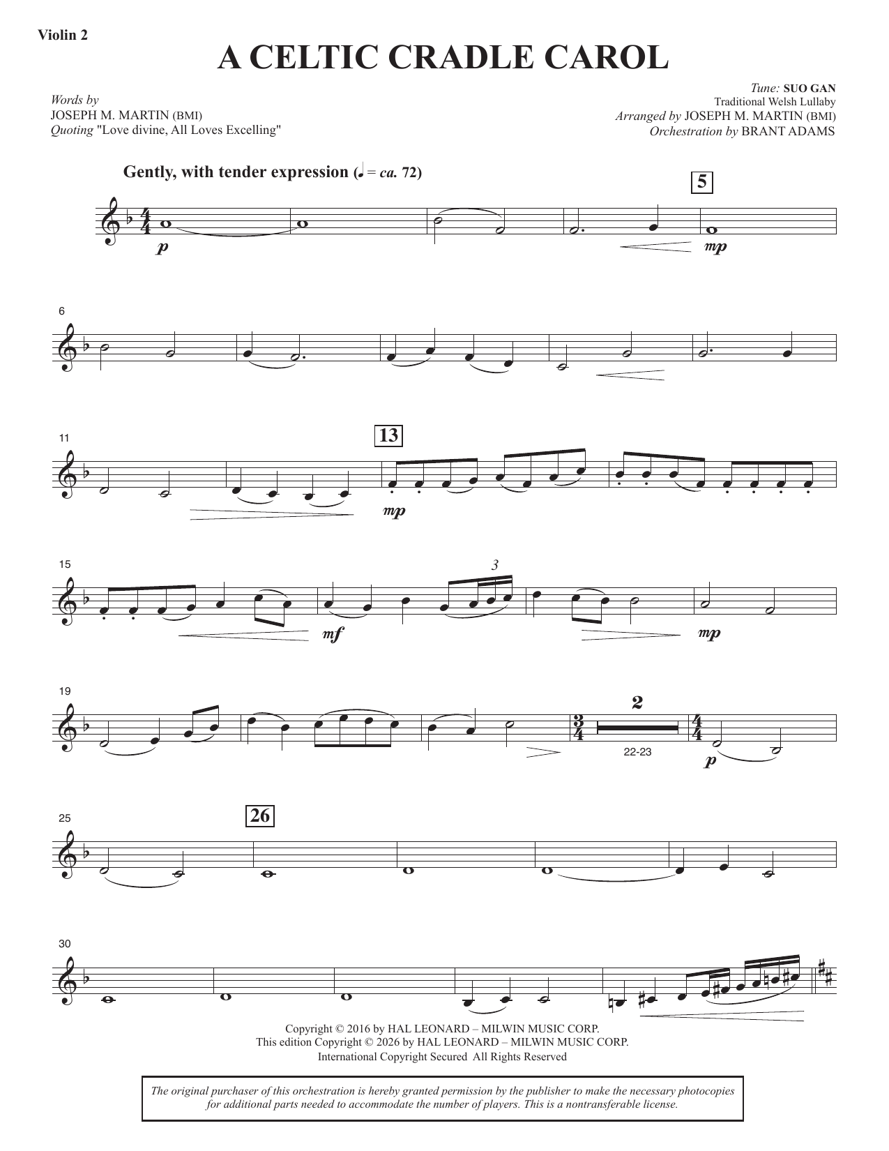 A Celtic Cradle Carol - Violin 2