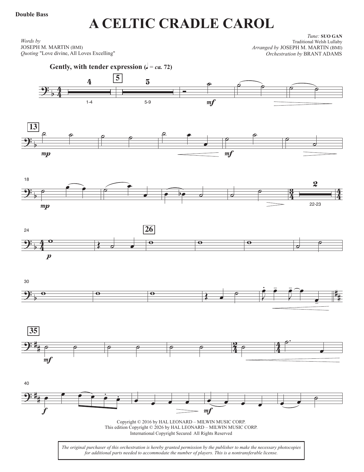 A Celtic Cradle Carol - Double Bass