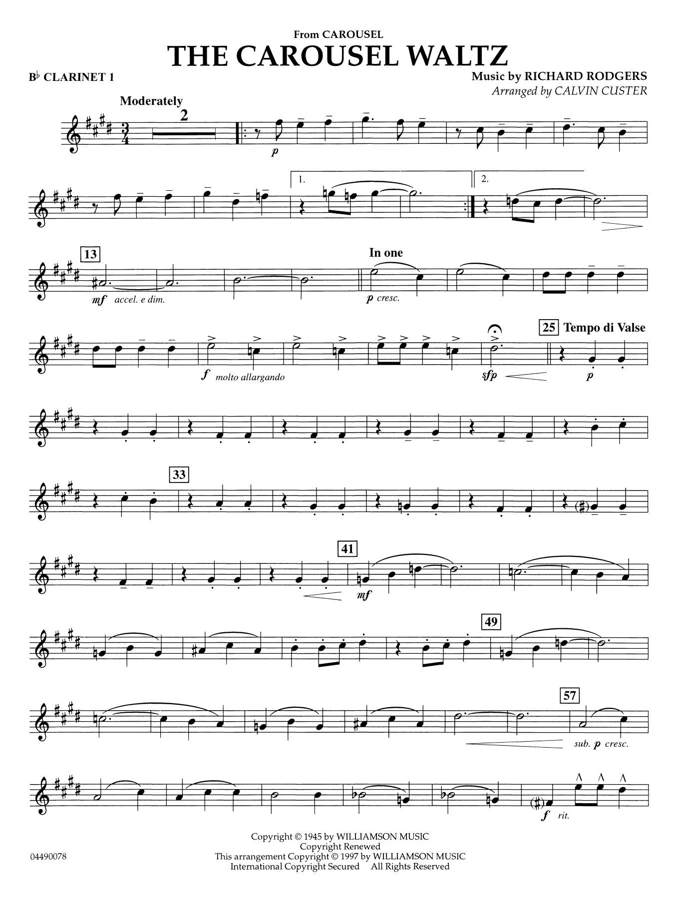 The Carousel Waltz (arr. Calvin Custer) - Bb Clarinet 1