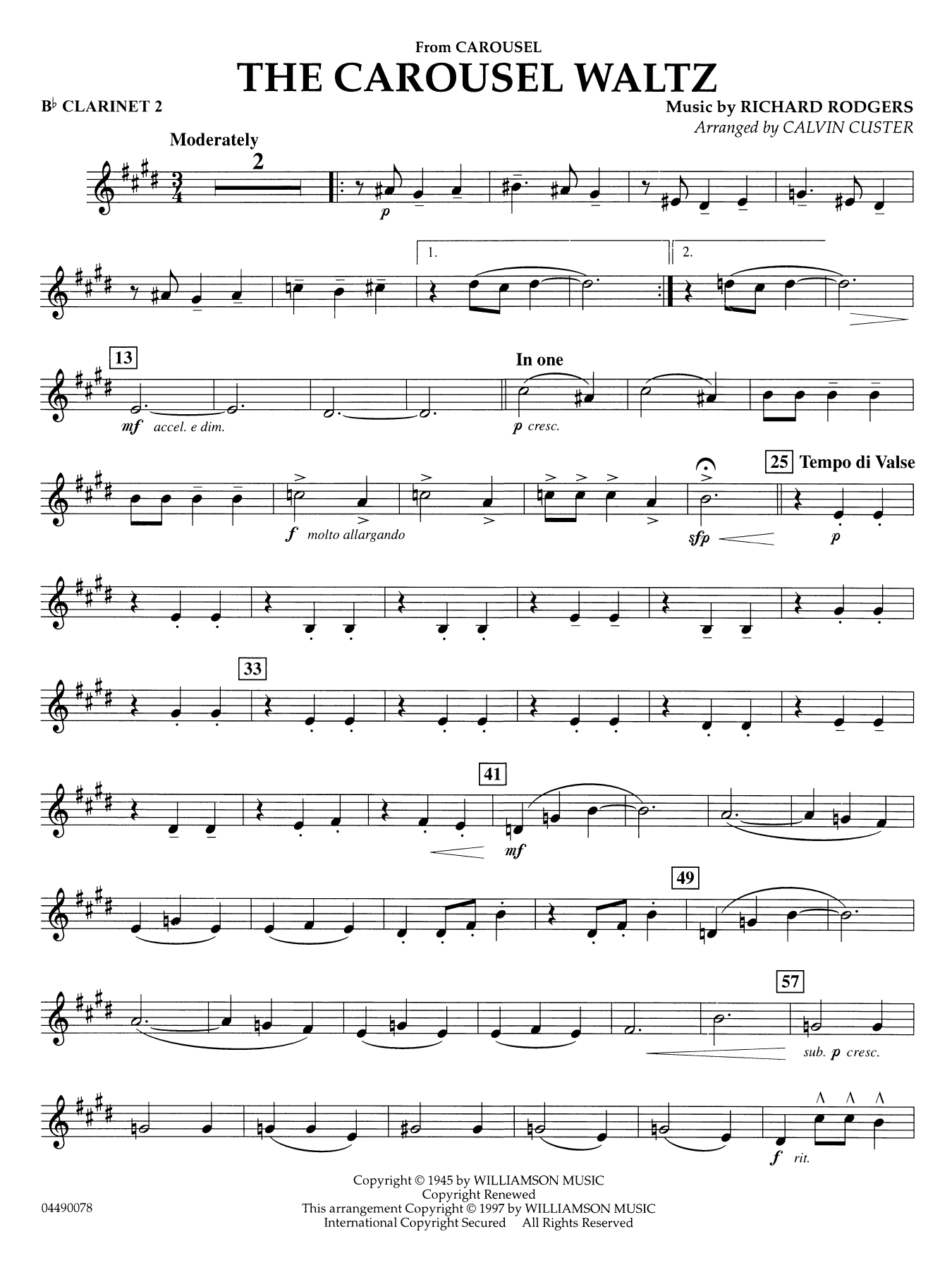 The Carousel Waltz (arr. Calvin Custer) - Bb Clarinet 2