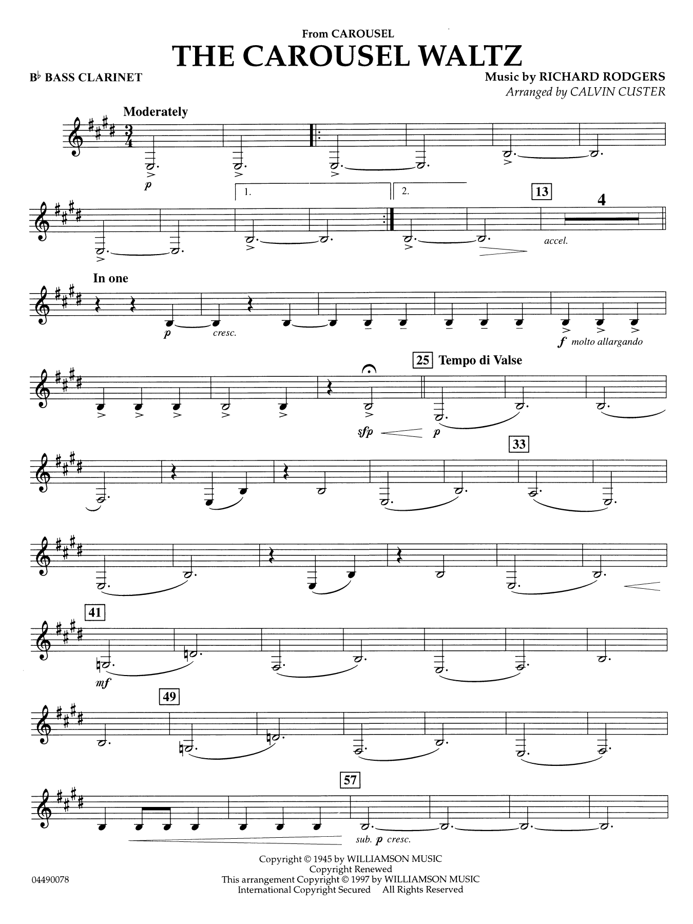 The Carousel Waltz (arr. Calvin Custer) - Bb Bass Clarinet