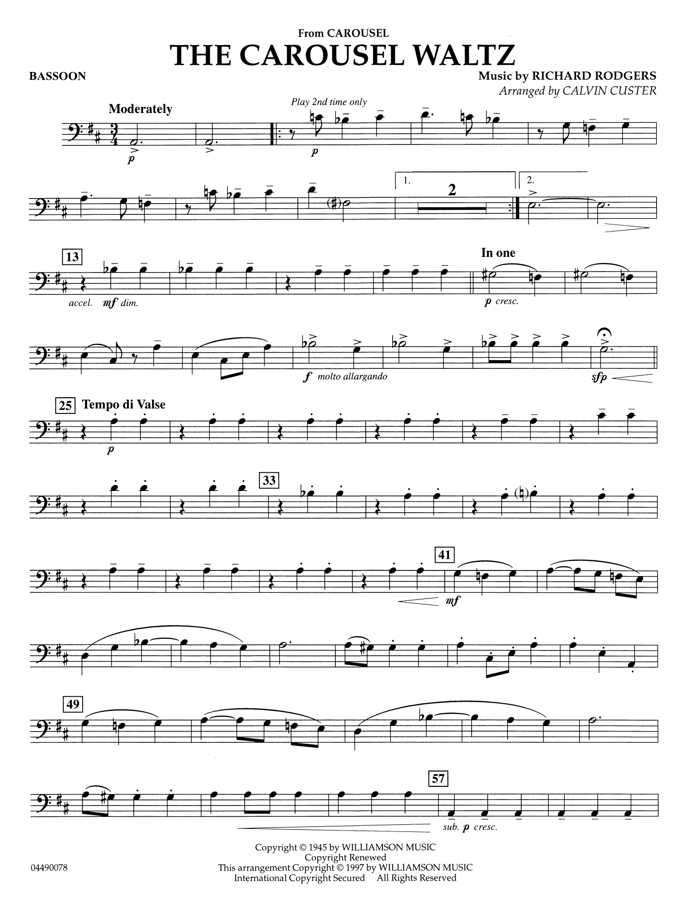 The Carousel Waltz (arr. Calvin Custer) - Bassoon