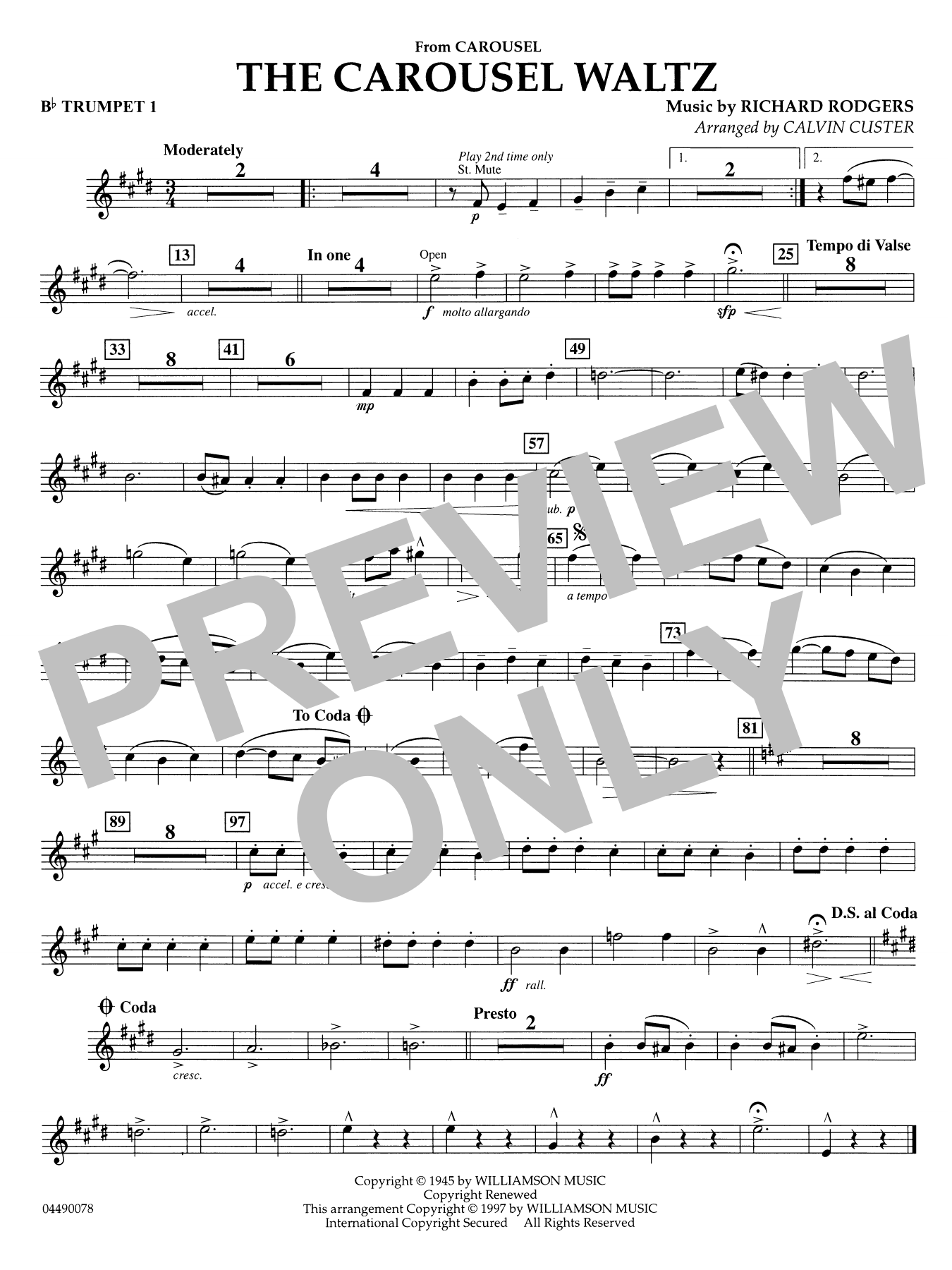 The Carousel Waltz (arr. Calvin Custer) - Bb Trumpet 1
