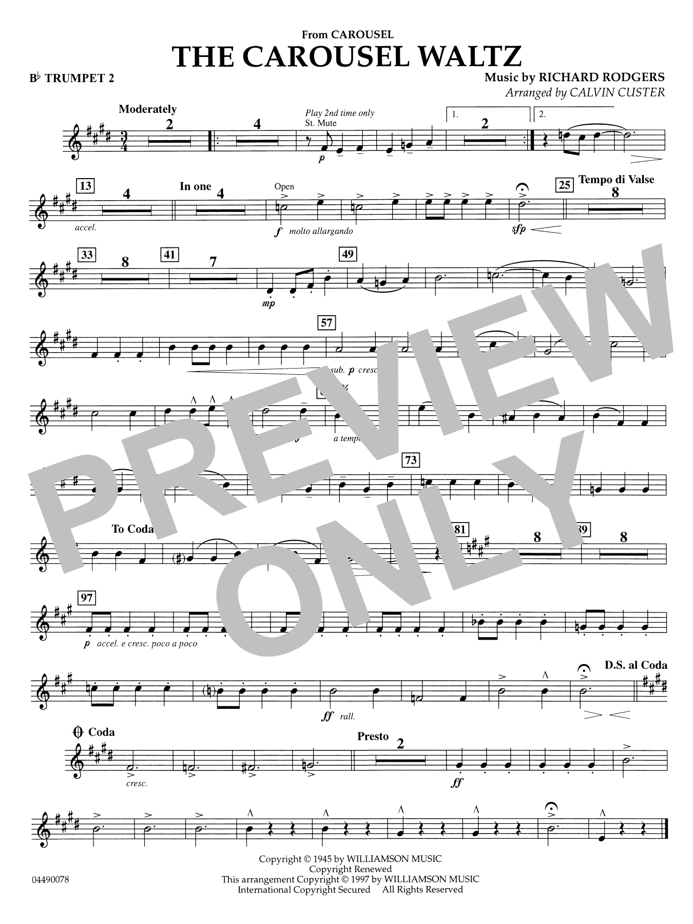 The Carousel Waltz (arr. Calvin Custer) - Bb Trumpet 2