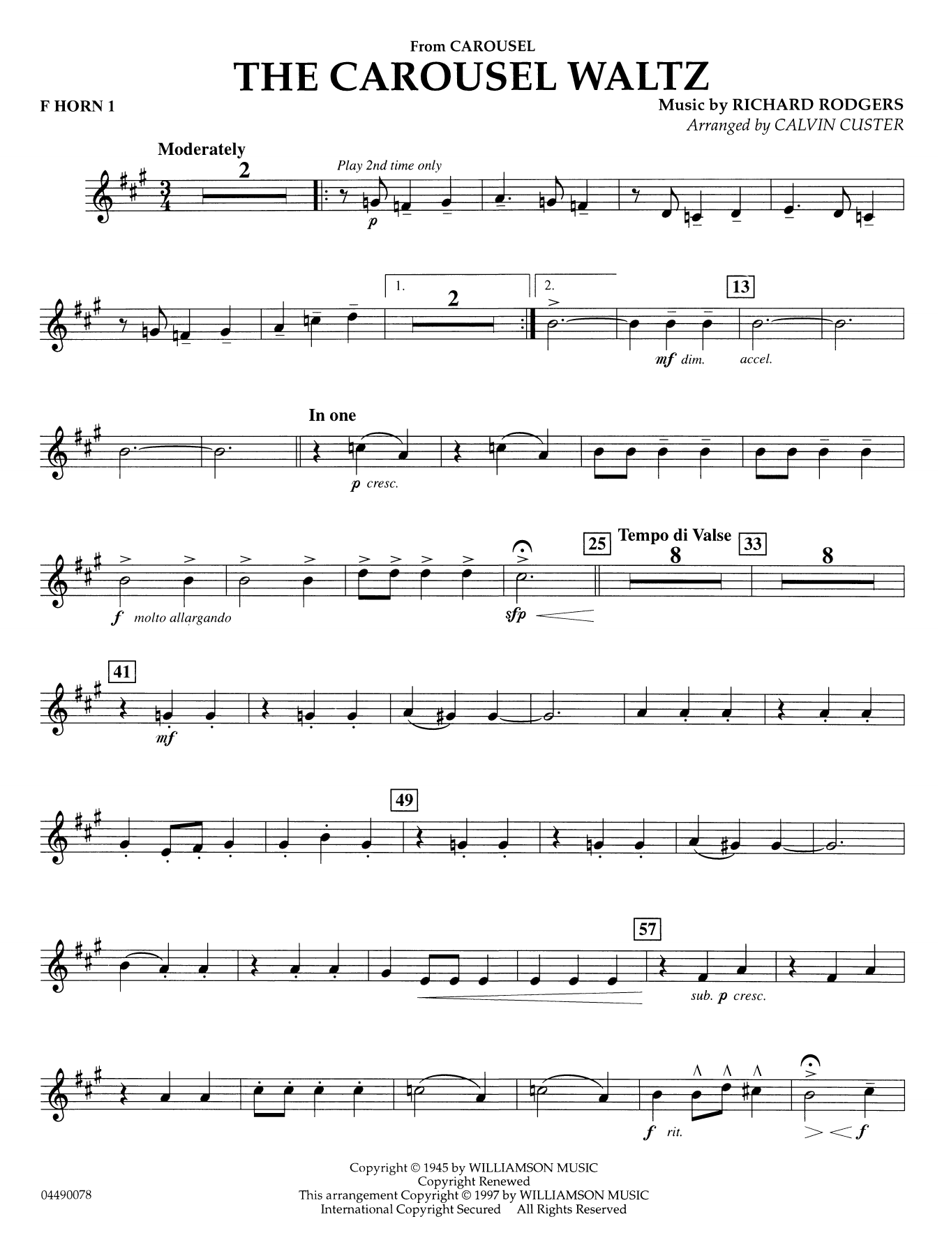 The Carousel Waltz (arr. Calvin Custer) - F Horn 1