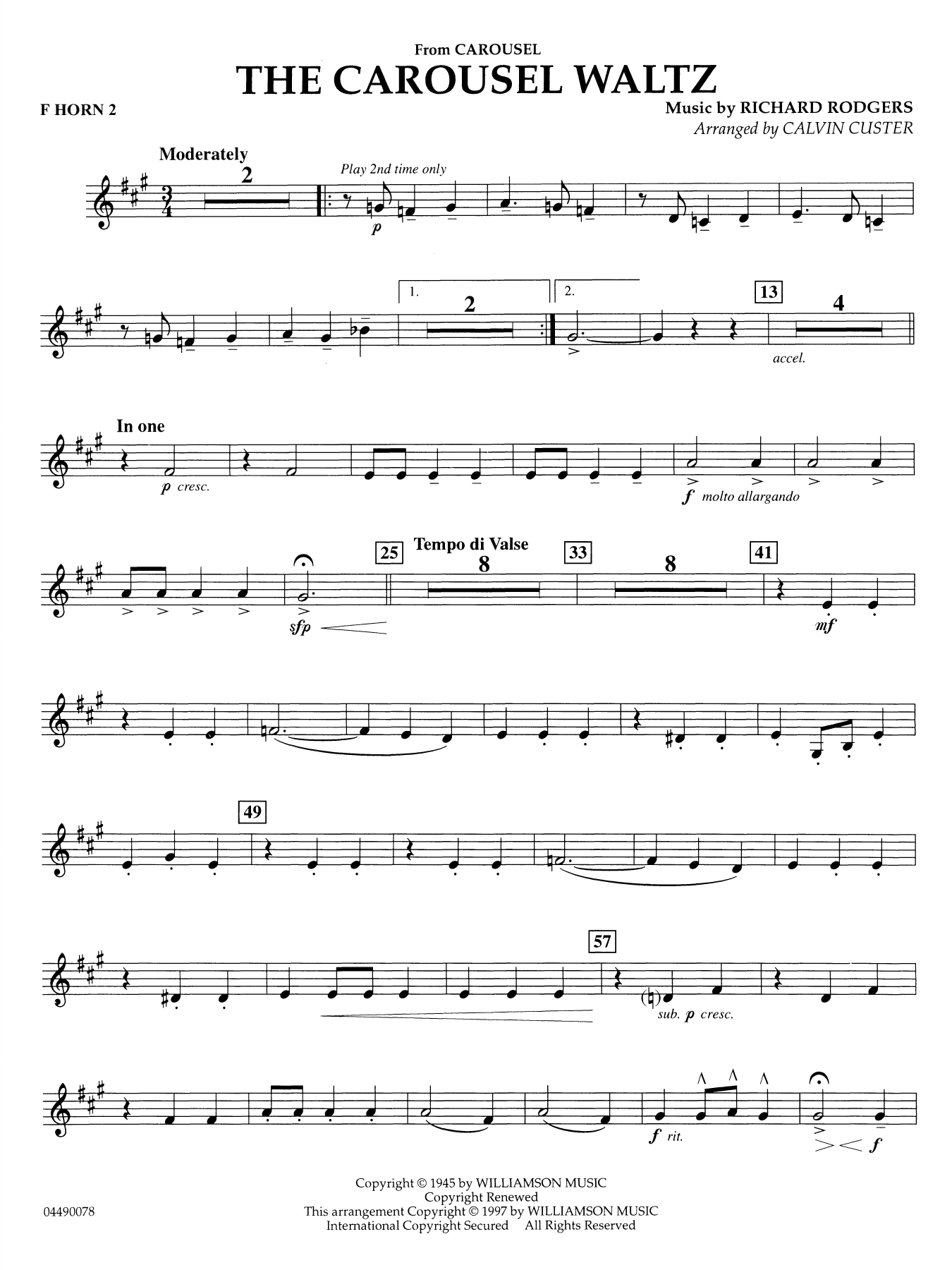The Carousel Waltz (arr. Calvin Custer) - F Horn 2