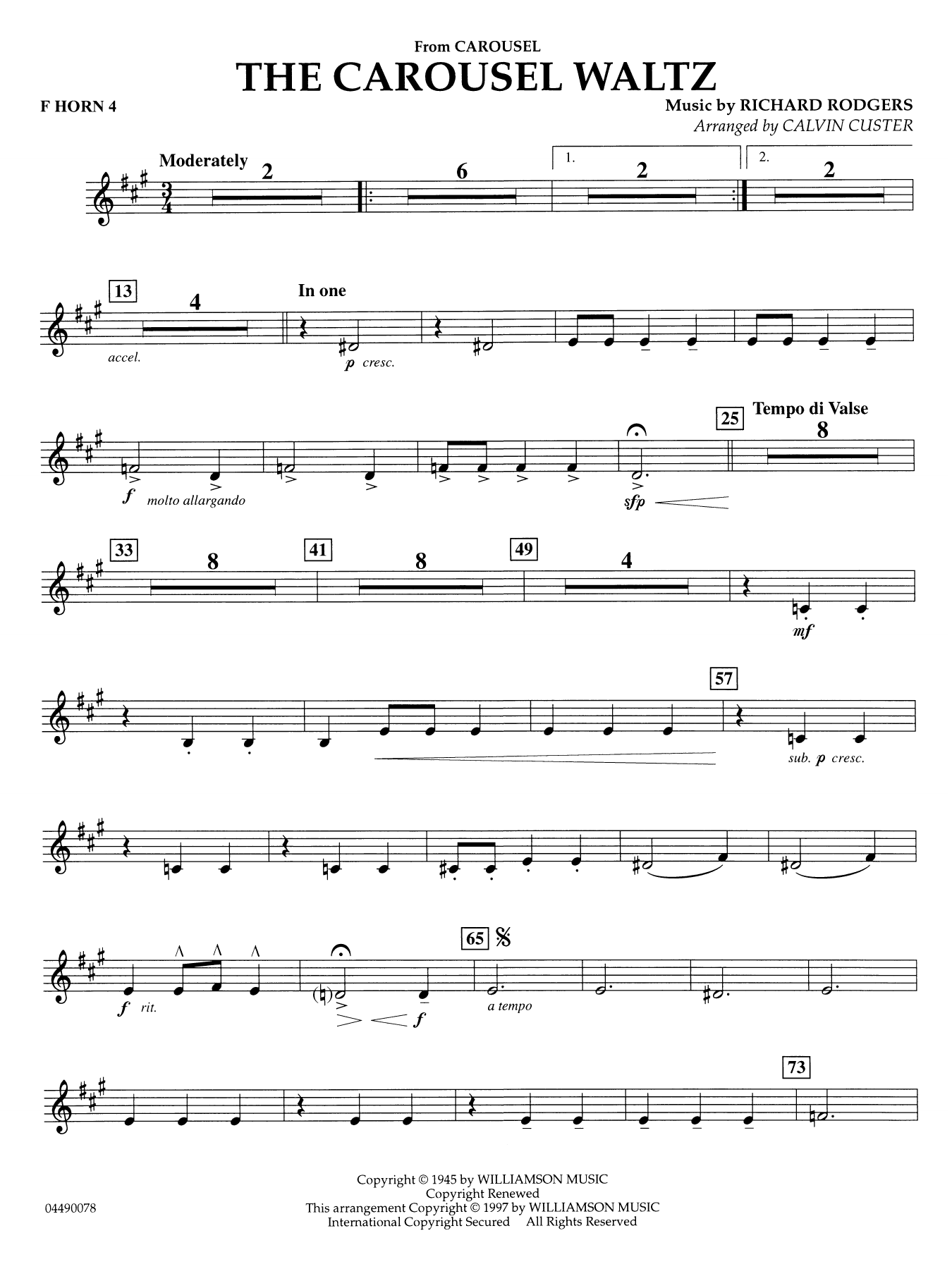 The Carousel Waltz (arr. Calvin Custer) - F Horn 4