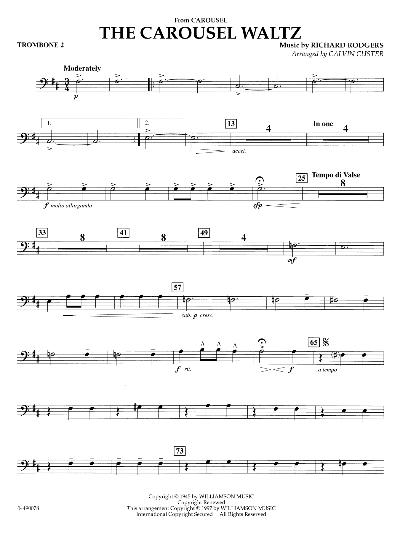 The Carousel Waltz (arr. Calvin Custer) - Trombone 2