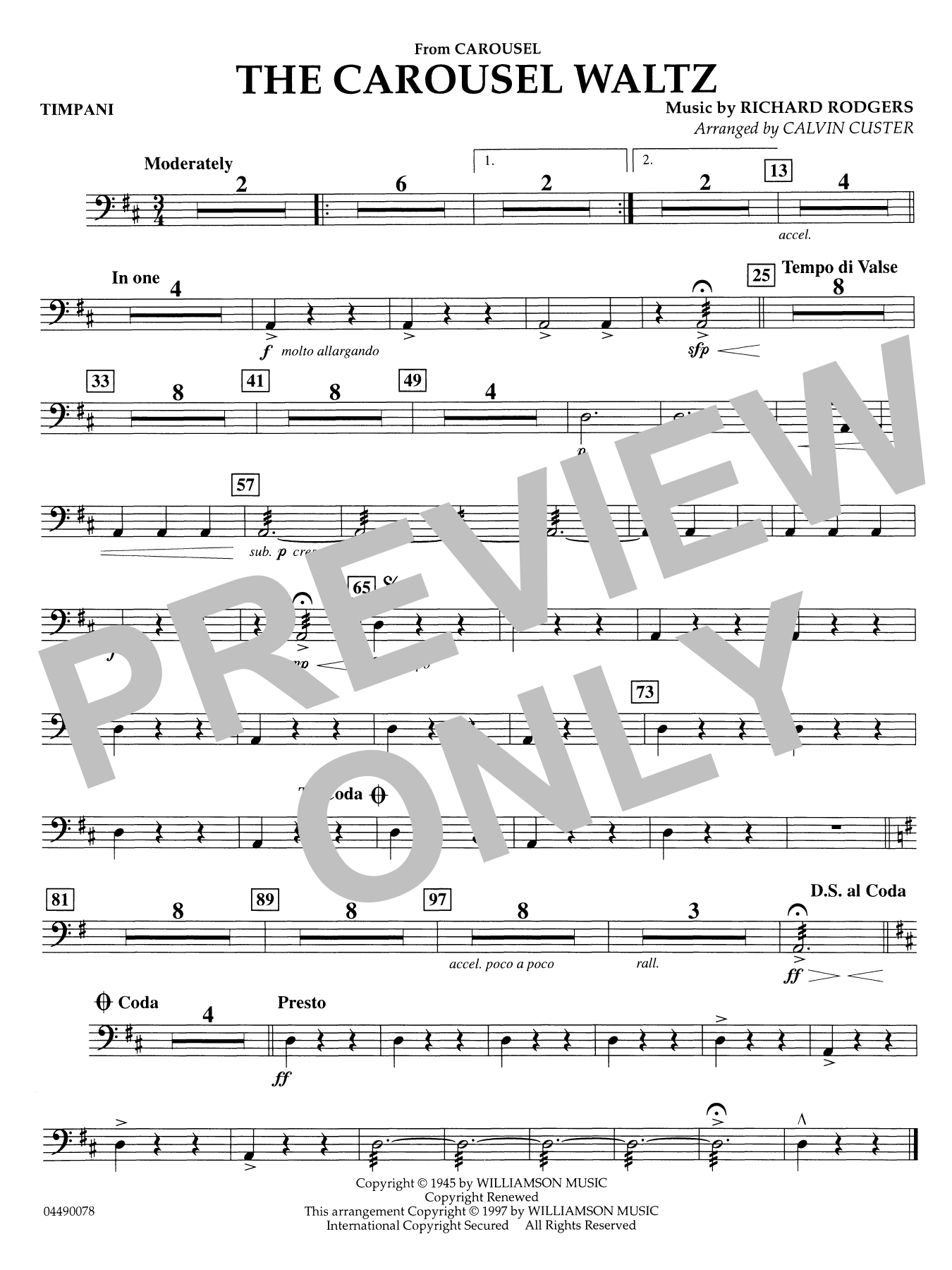 The Carousel Waltz (arr. Calvin Custer) - Timpani