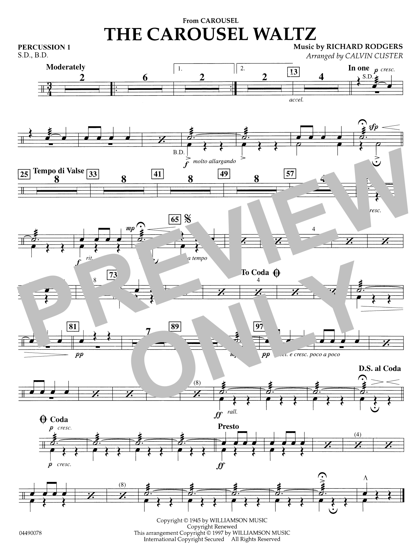 The Carousel Waltz (arr. Calvin Custer) - Percussion 1