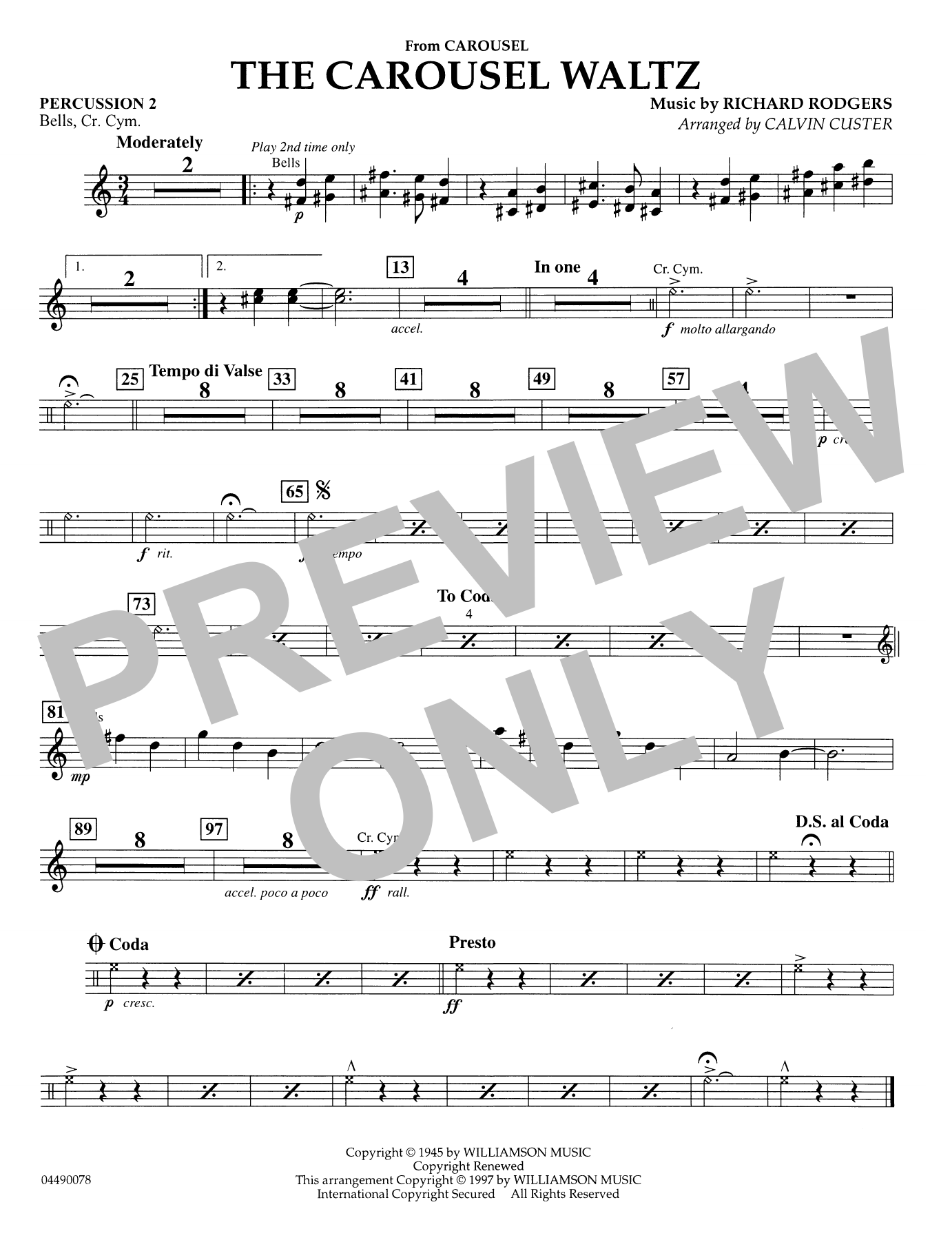 The Carousel Waltz (arr. Calvin Custer) - Percussion 2