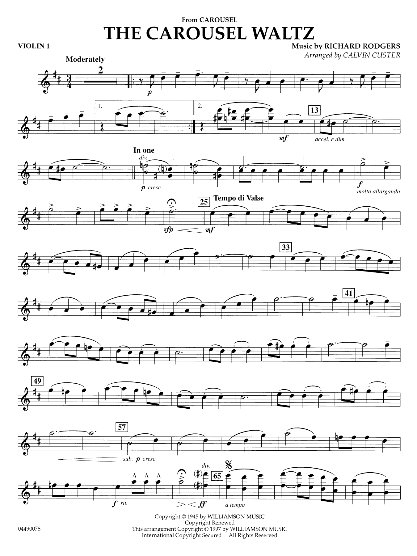The Carousel Waltz (arr. Calvin Custer) - Violin 1