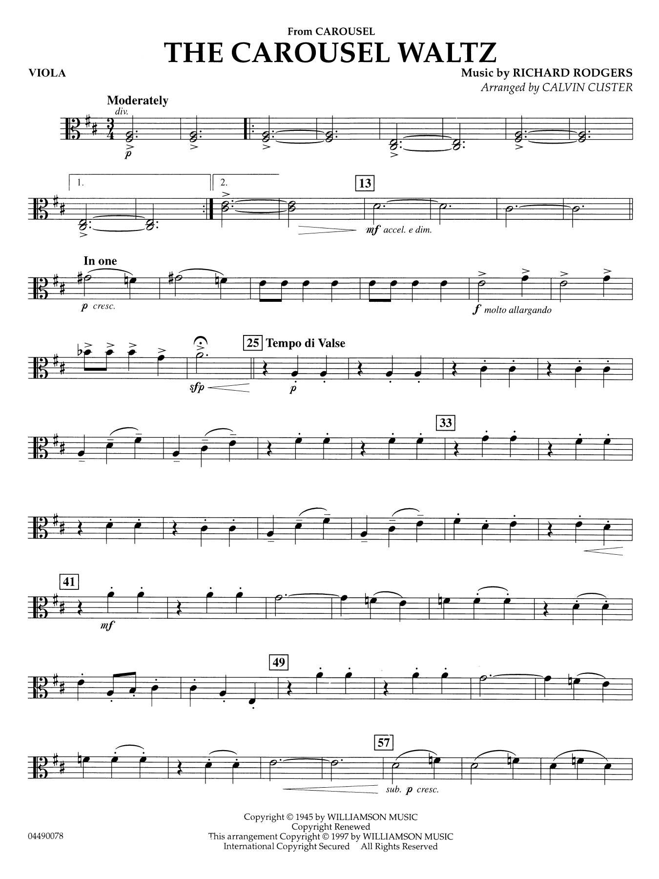 The Carousel Waltz (arr. Calvin Custer) - Viola