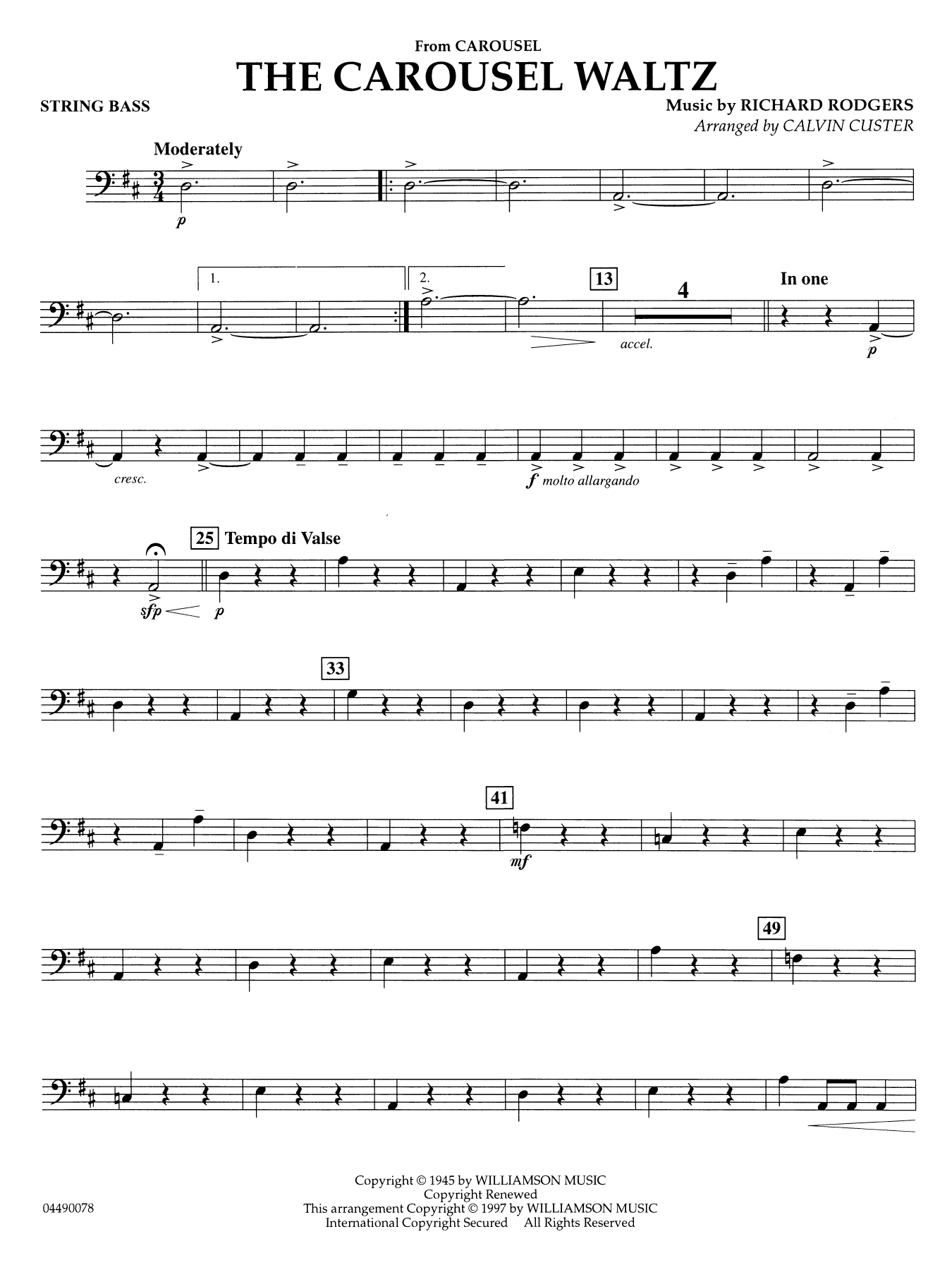 The Carousel Waltz (arr. Calvin Custer) - String Bass