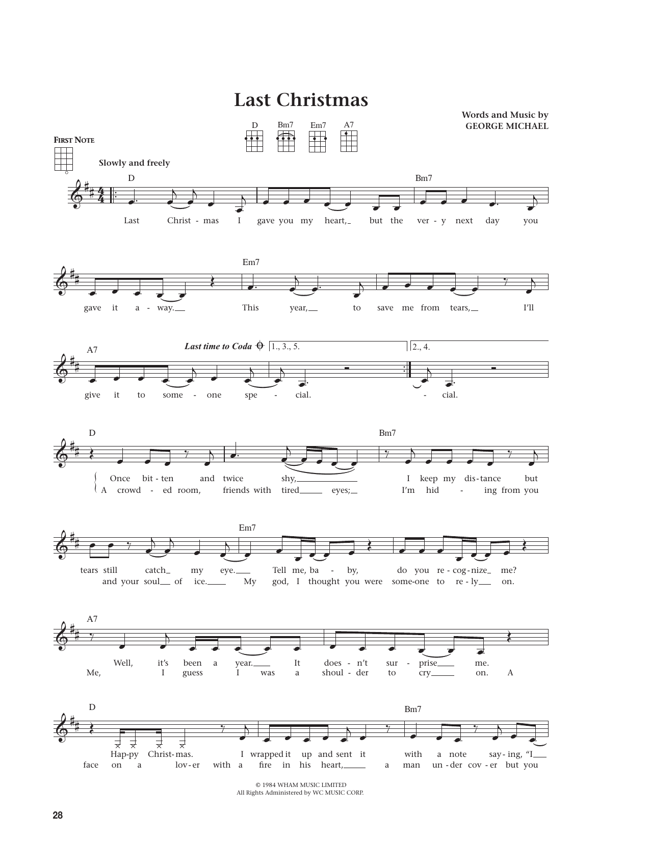 Last Christmas (from The Daily Ukulele)