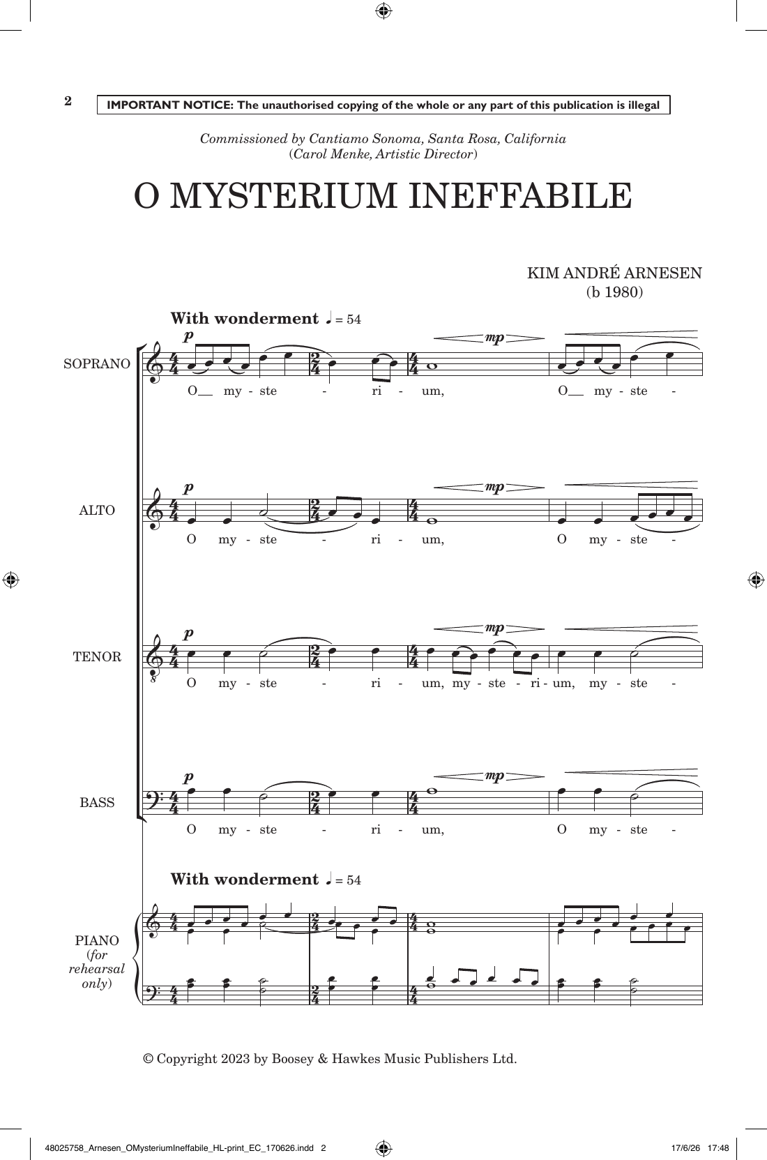 O Mysterium Ineffabile: SATB Choral Octavo