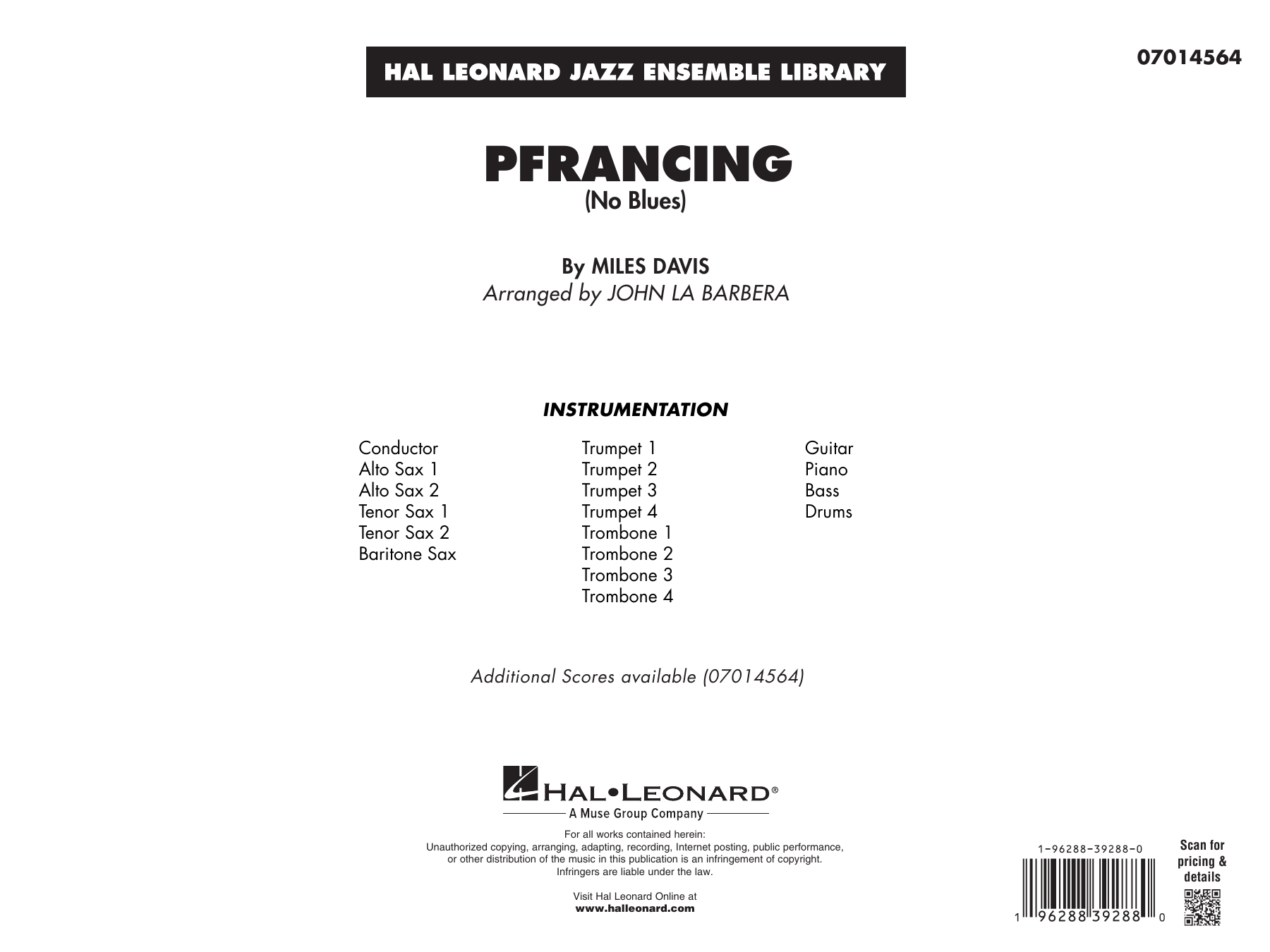 Pfrancing (No Blues) (arr. John La Barbera) - Conductor Score (Full Score)
