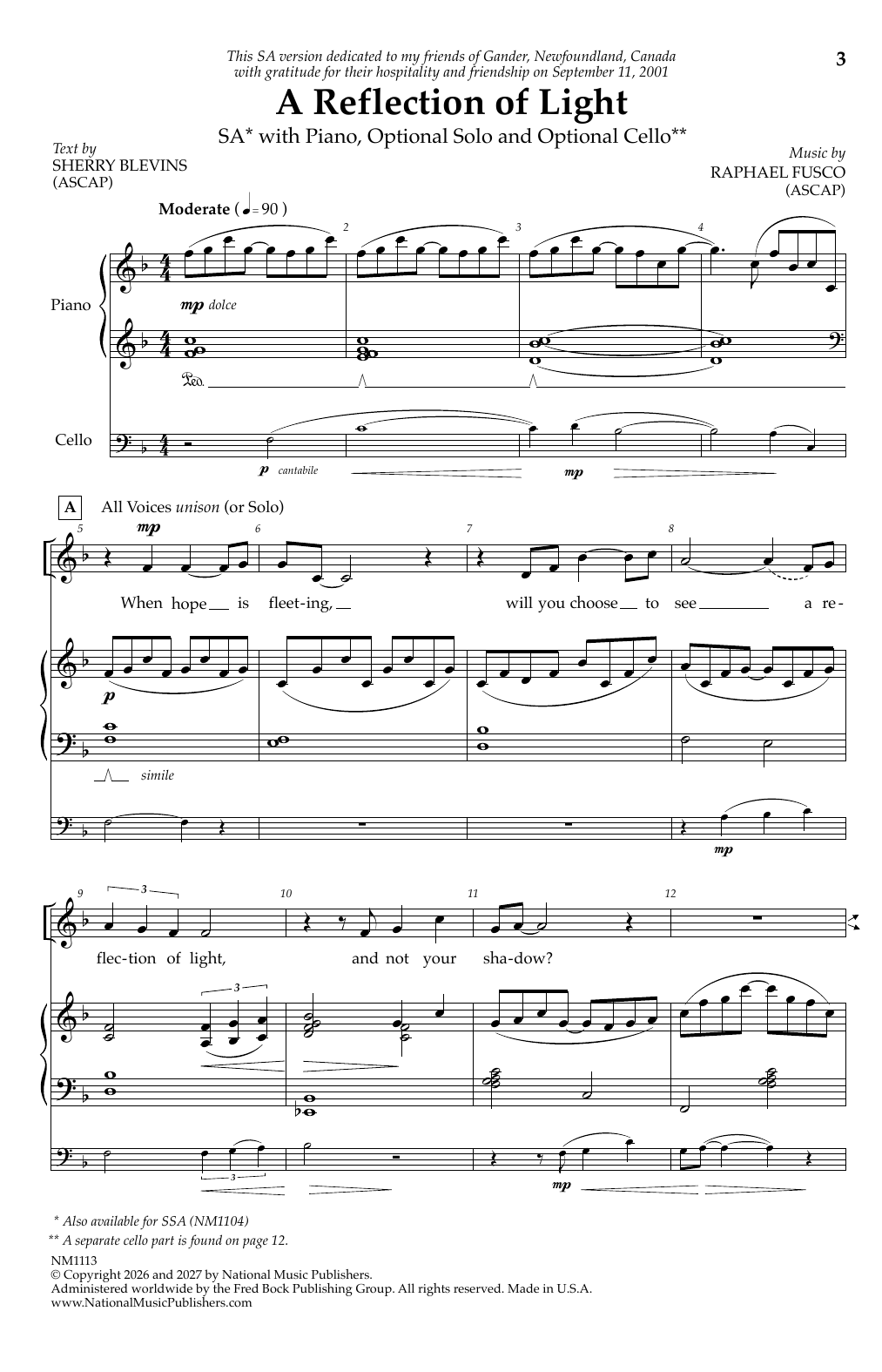 Reflection Of Light – Raphael Fusco – Notenvorschau