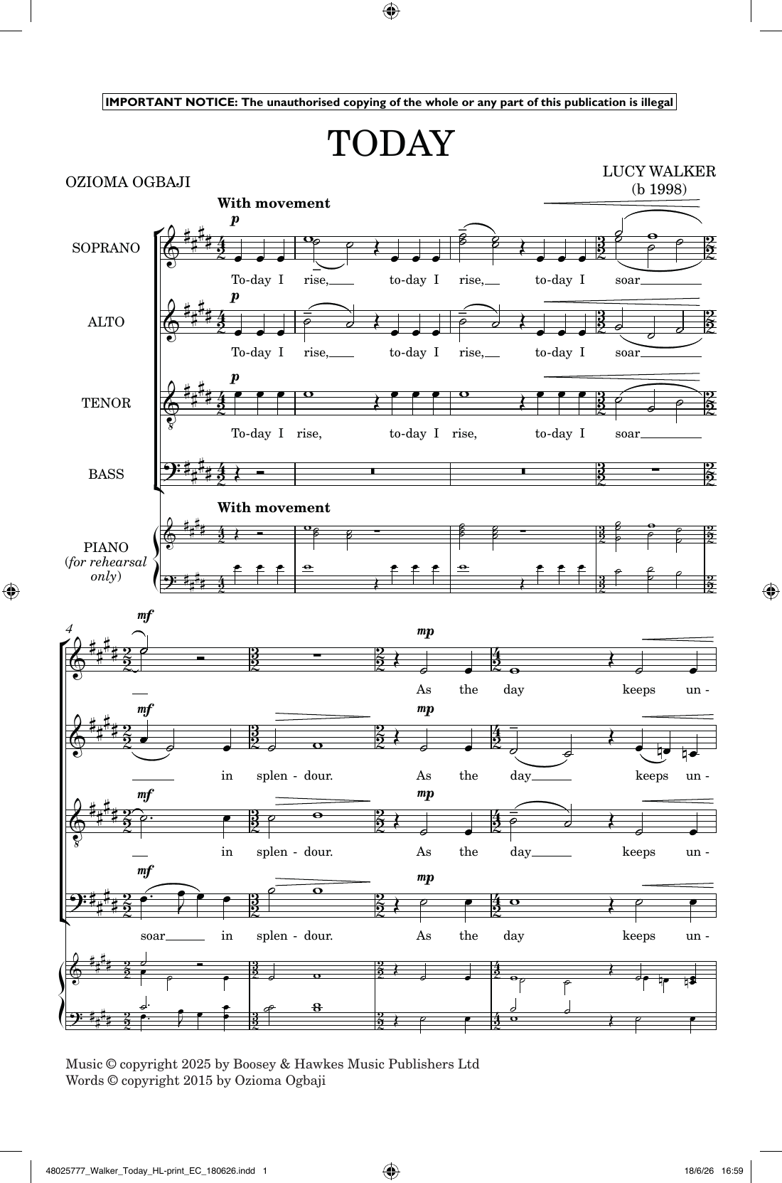 Today: SATB Choral Octavo