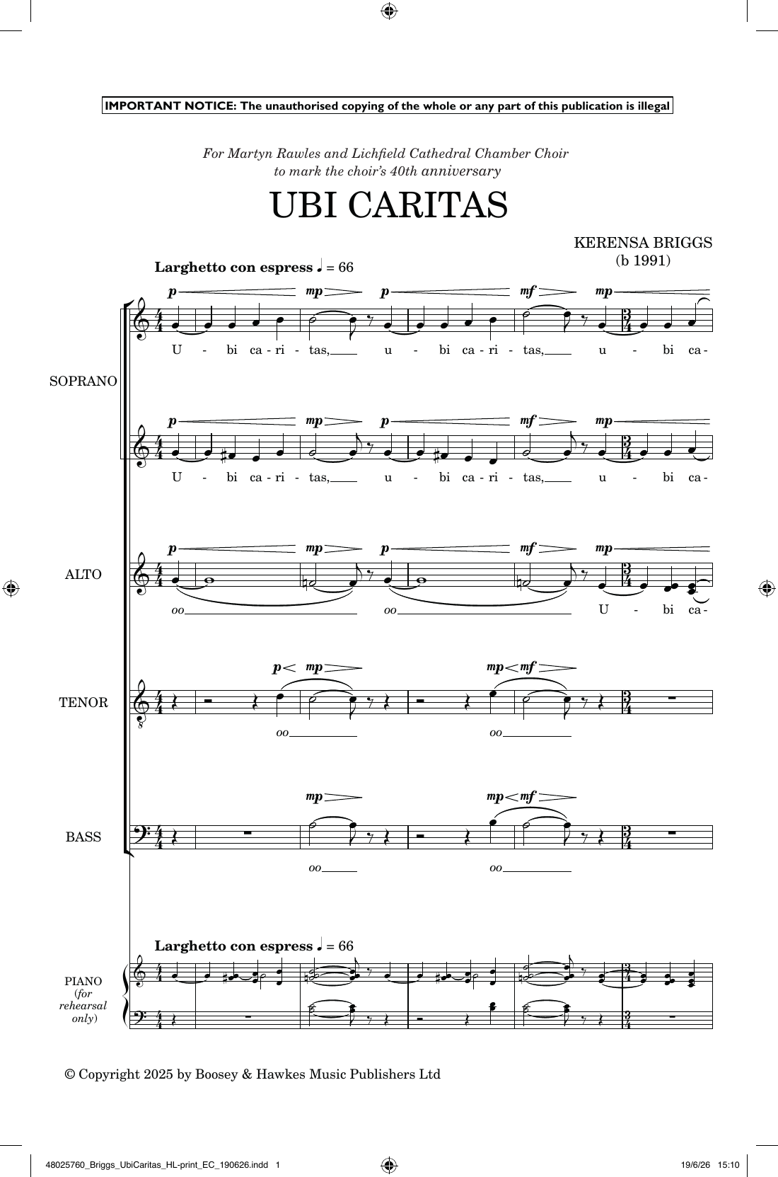Ubi Caritas: SATB Choral Octavo