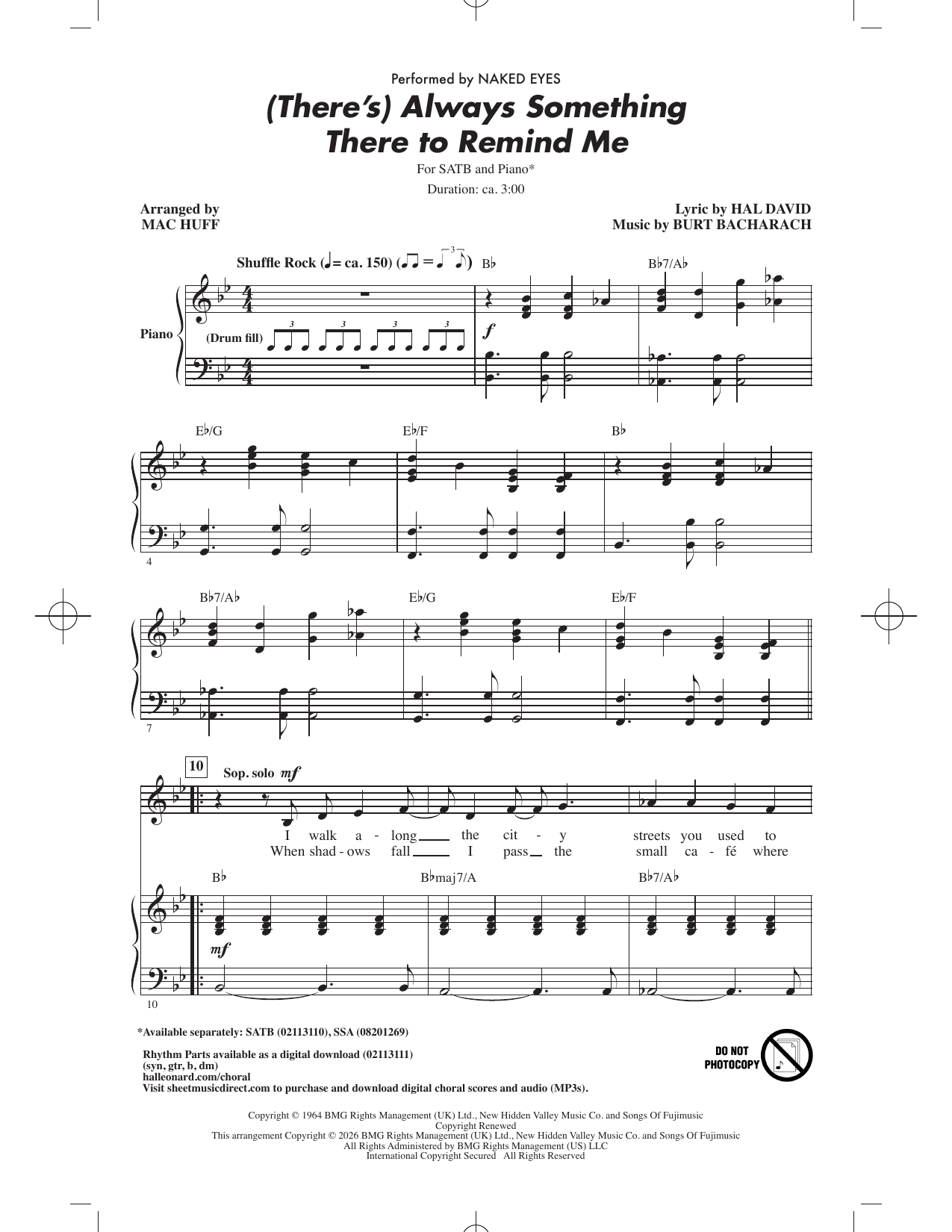 (There's) Always Something There To Remind Me (arr. Mac Huff) – Hal David, Burt Bacharach – Notenvorschau
