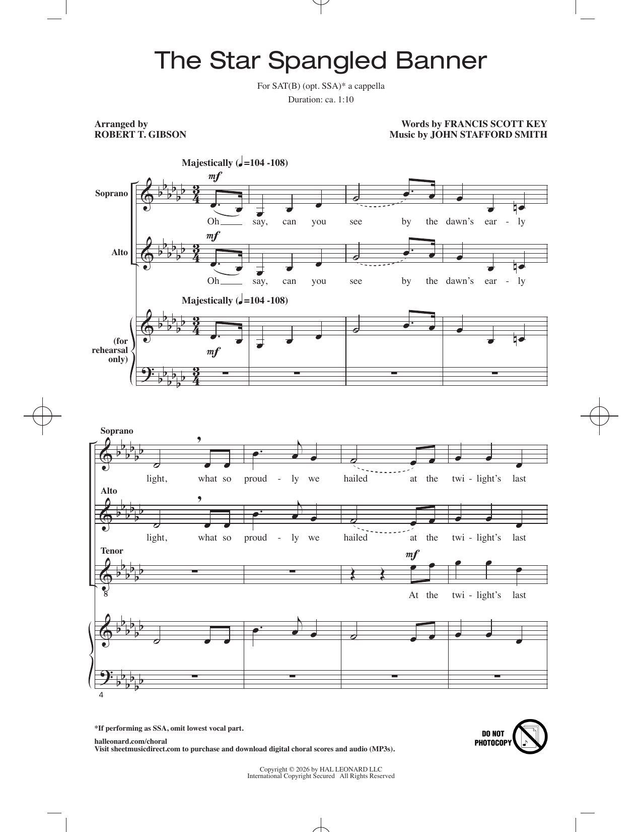 The Star Spangled Banner (arr. Robert T. Gibson) – John Stafford Smith, Francis Scott Key – Notenvorschau