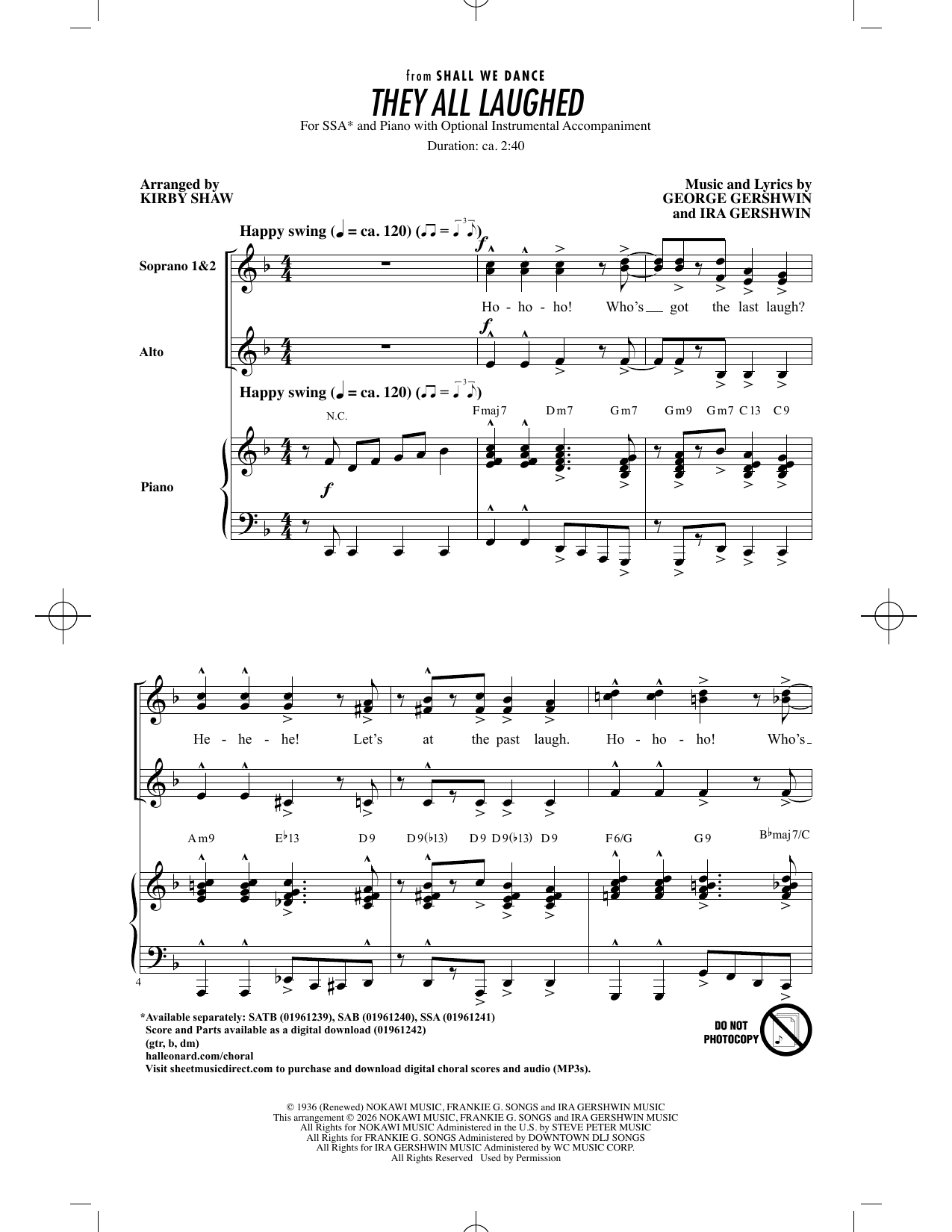 They All Laughed (arr. Kirby Shaw)