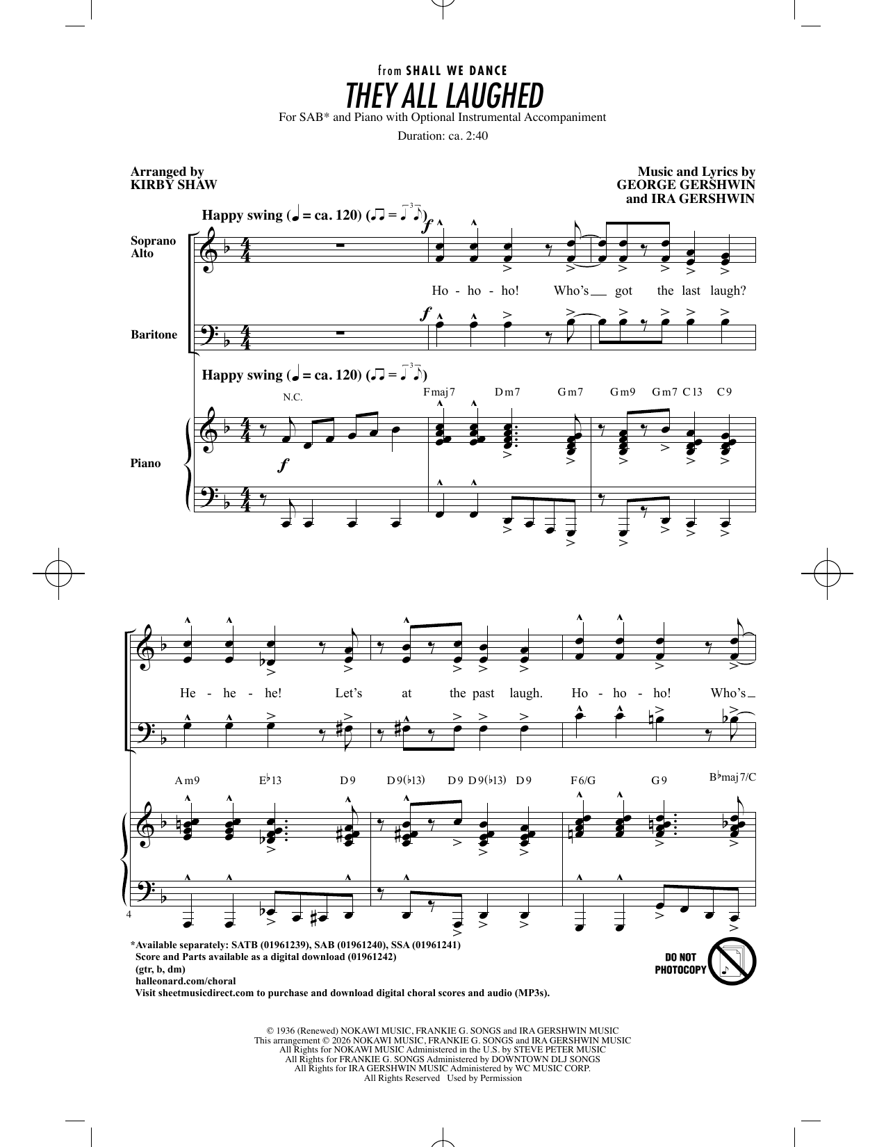 They All Laughed (arr. Kirby Shaw)