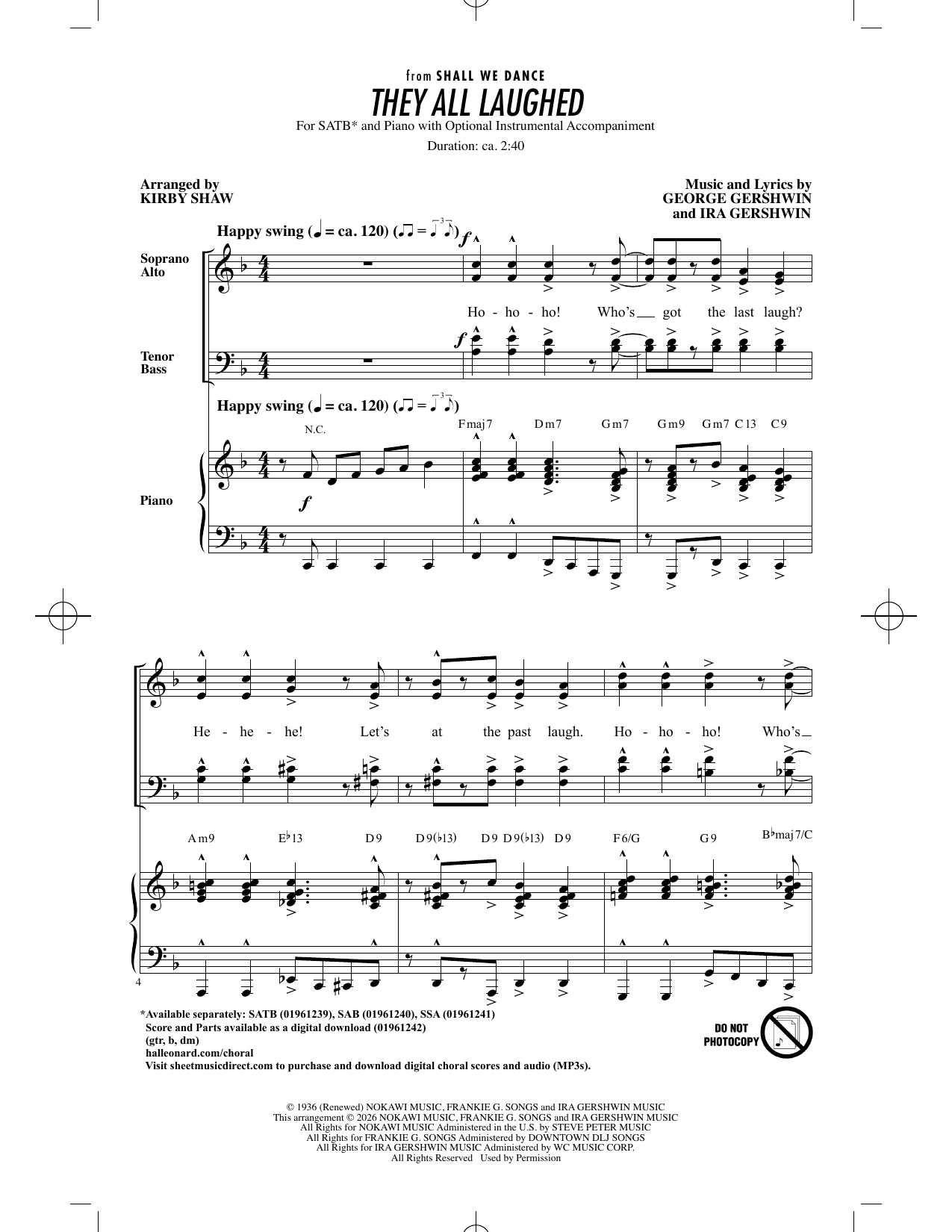 They All Laughed (arr. Kirby Shaw)