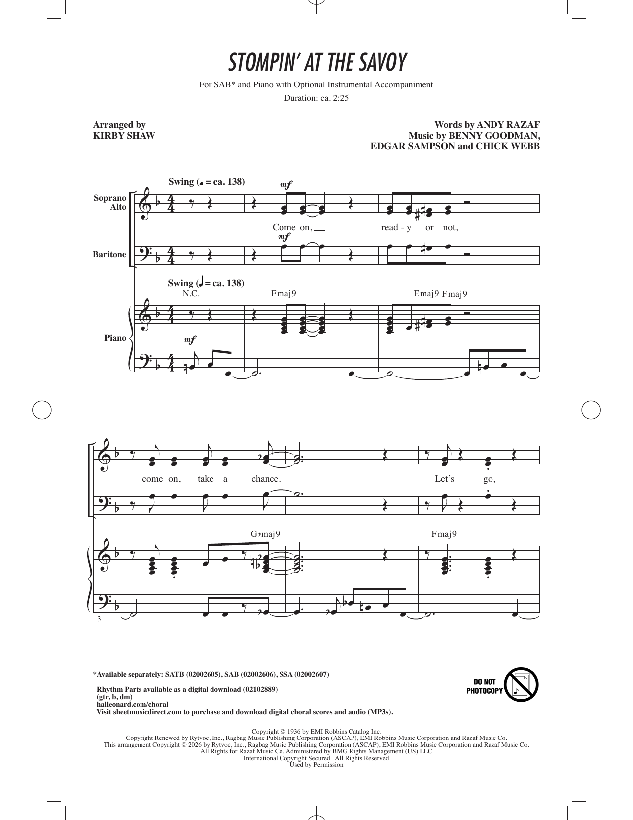 Stompin' At The Savoy (arr. Kirby Shaw)