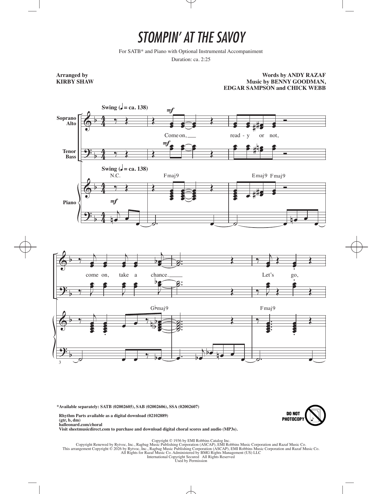 Stompin' At The Savoy (arr. Kirby Shaw)