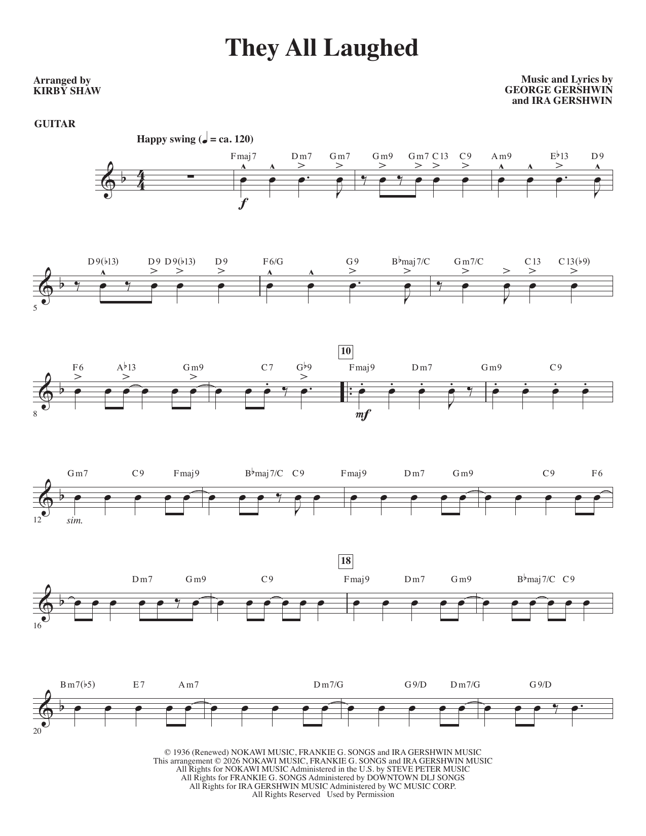 They All Laughed (arr. Kirby Shaw) - Guitar