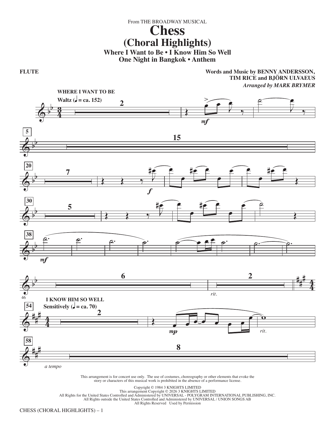 Chess (Choral Highlights) (arr. Mark Brymer) - Flute