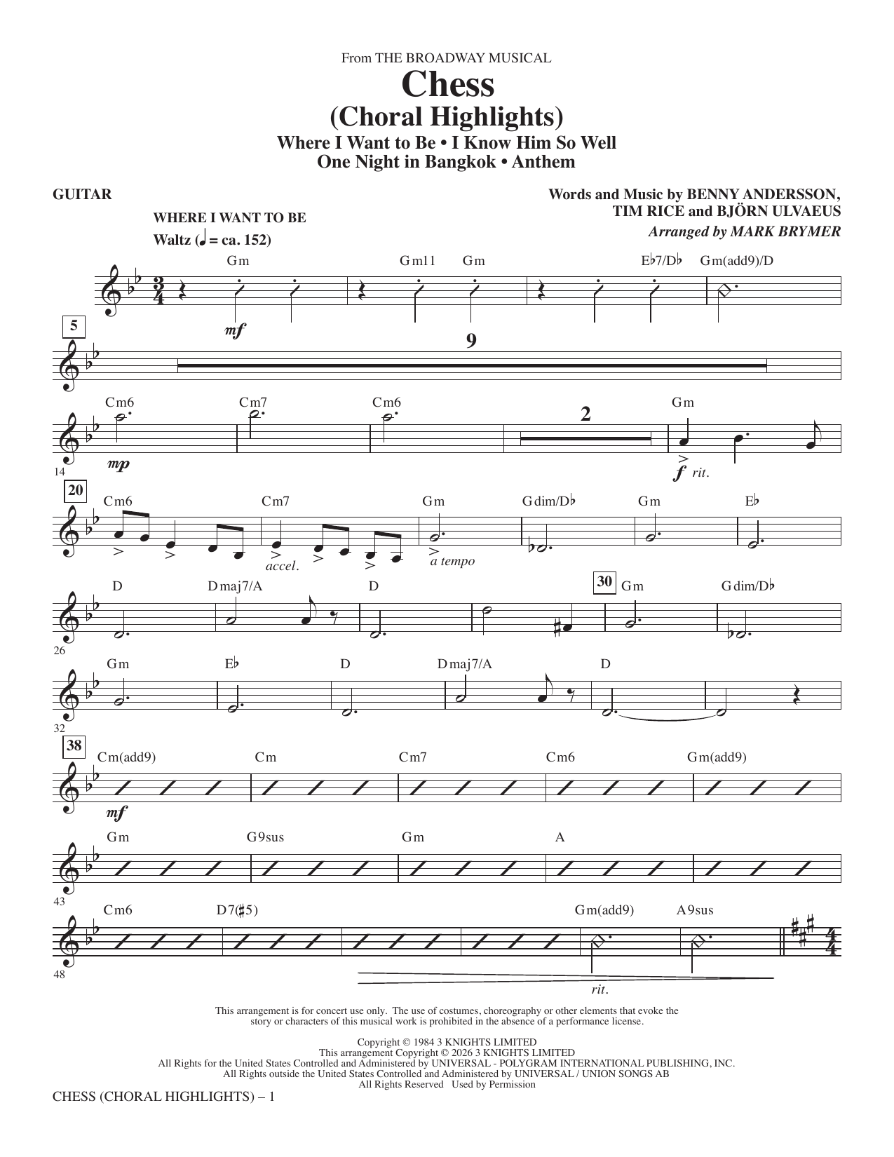 Chess (Choral Highlights) (arr. Mark Brymer) - Guitar