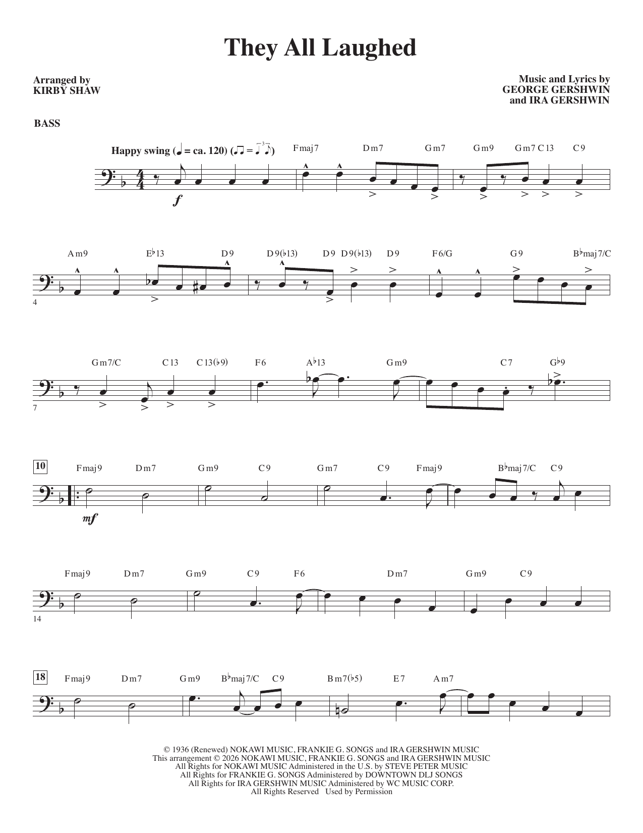 They All Laughed (arr. Kirby Shaw) - Bass