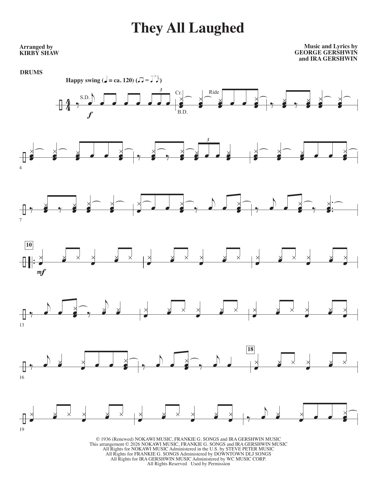They All Laughed (arr. Kirby Shaw) - Drums