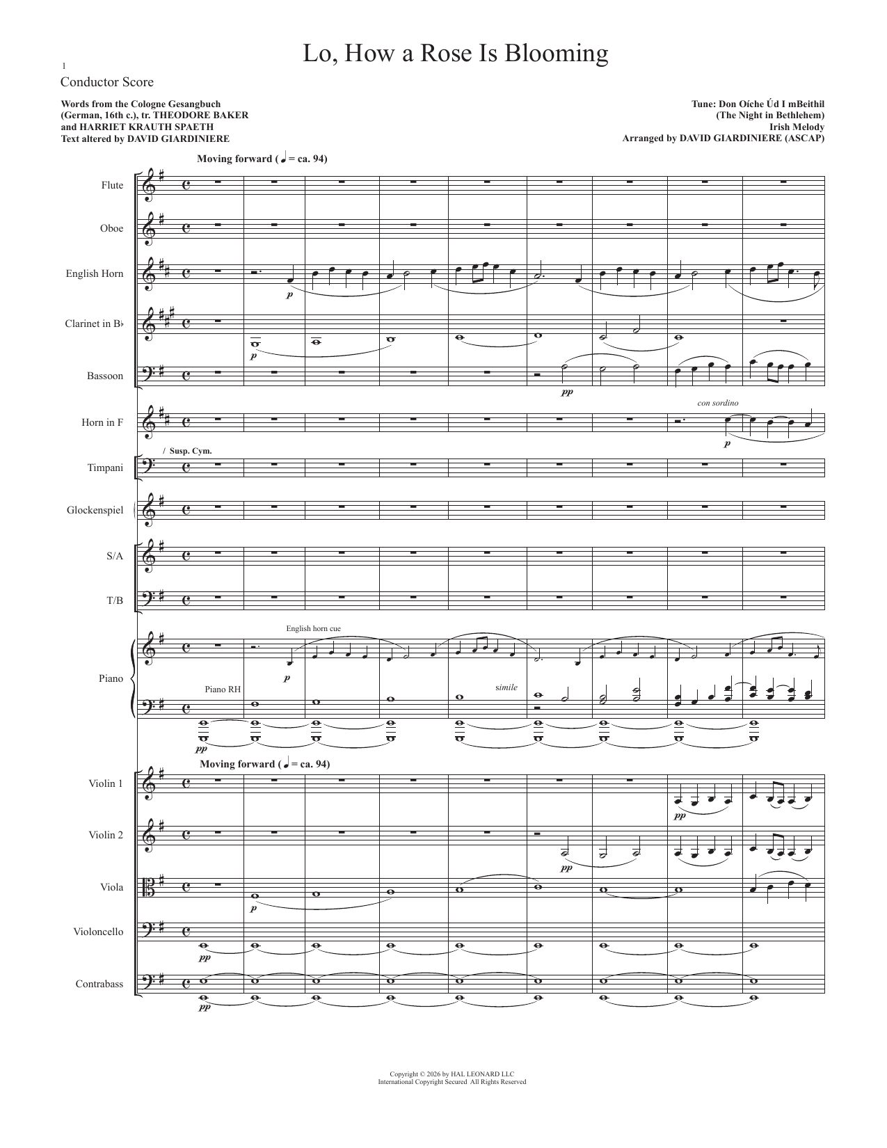 Lo, How A Rose Is Blooming - Conductor Score (Full Score)