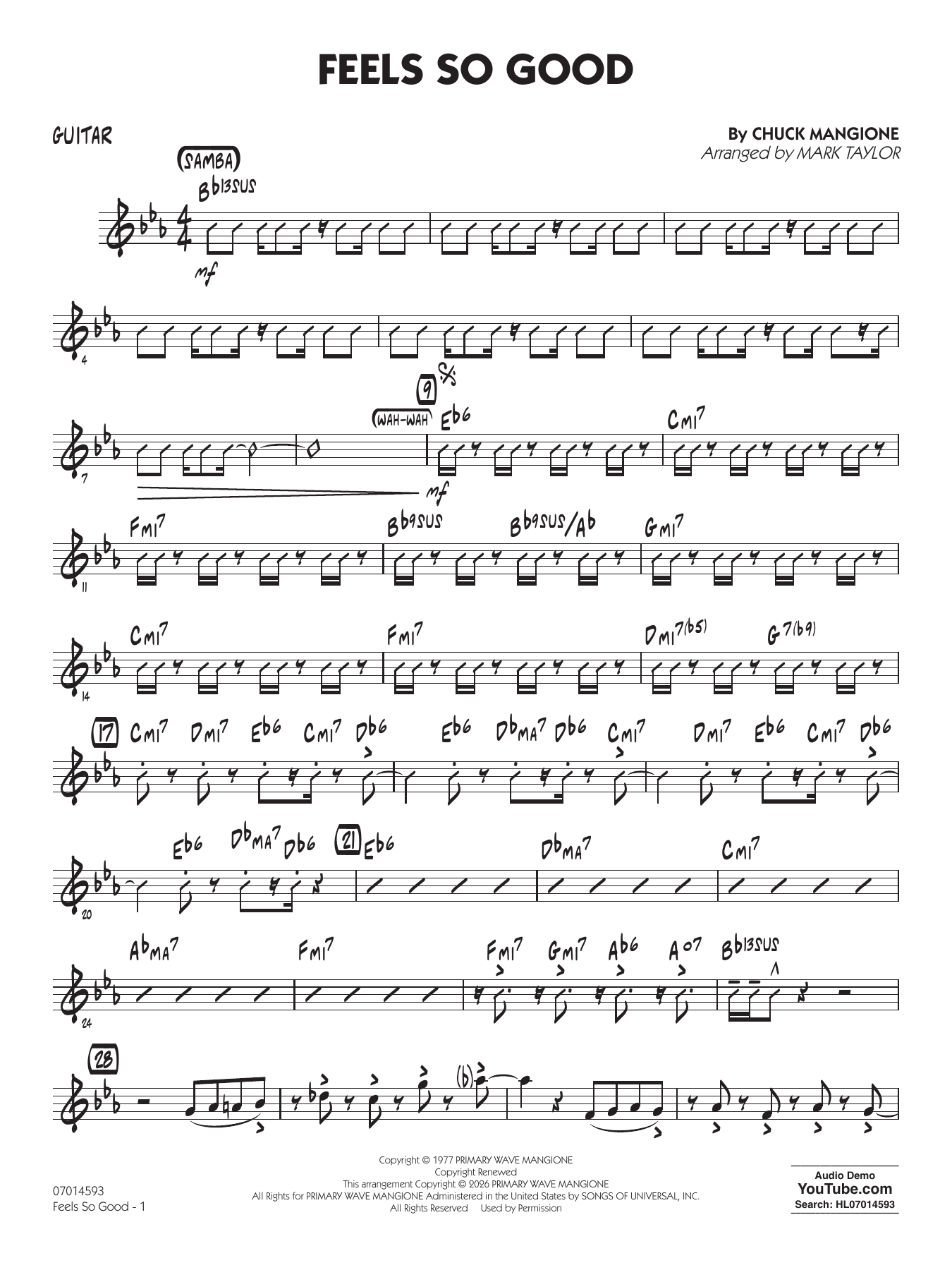 Feels So Good (arr. Mark Taylor) - Guitar