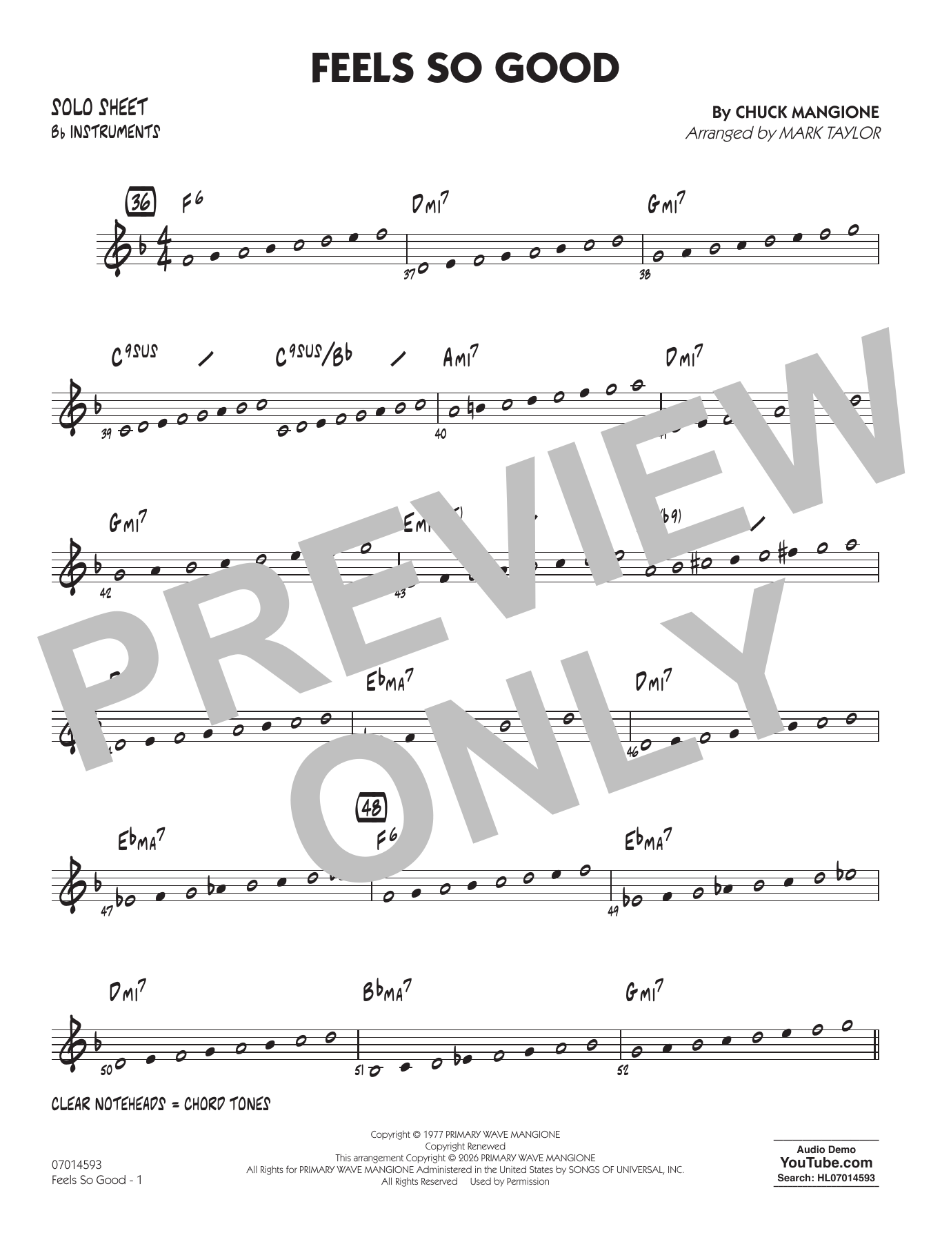 Feels So Good (arr. Mark Taylor) - Bb Solo Sheet