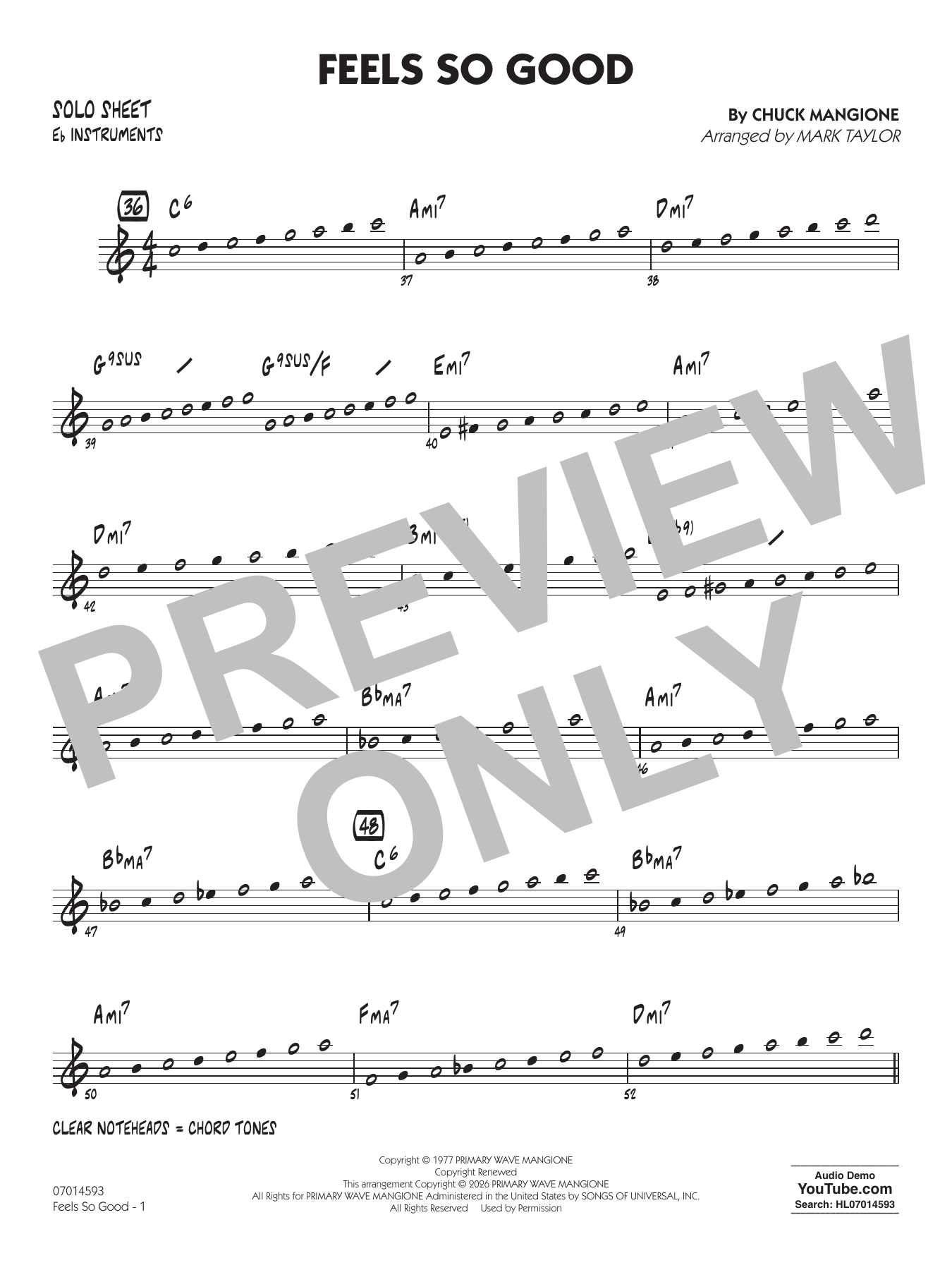 Feels So Good (arr. Mark Taylor) - Eb Solo Sheet