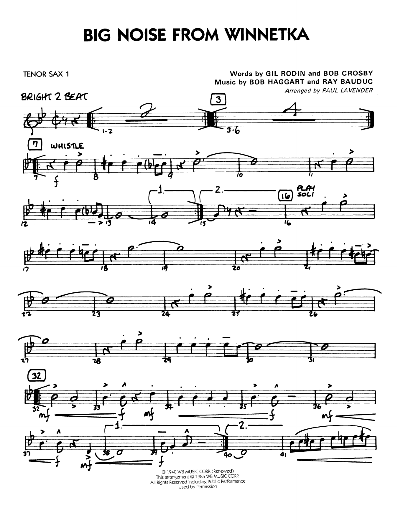 Big Noise from Winnetka (arr. Paul Lavender) - Tenor Sax 1