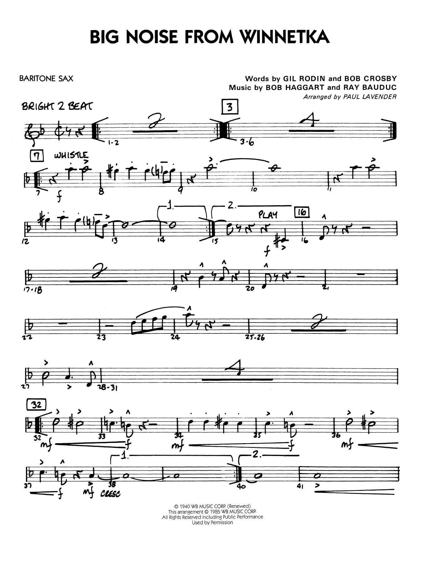 Big Noise from Winnetka (arr. Paul Lavender) - Baritone Sax