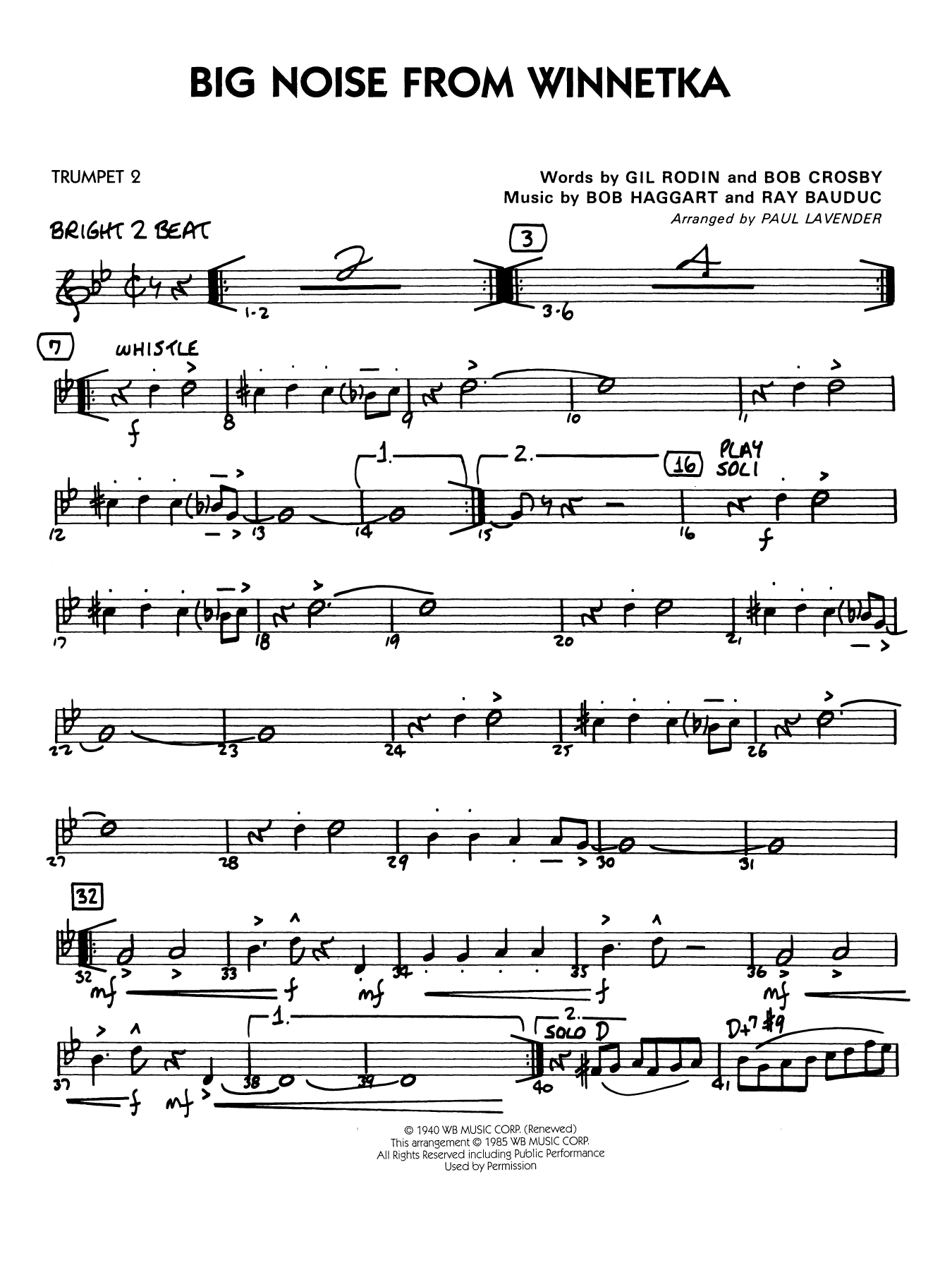 Big Noise from Winnetka (arr. Paul Lavender) - Trumpet 2