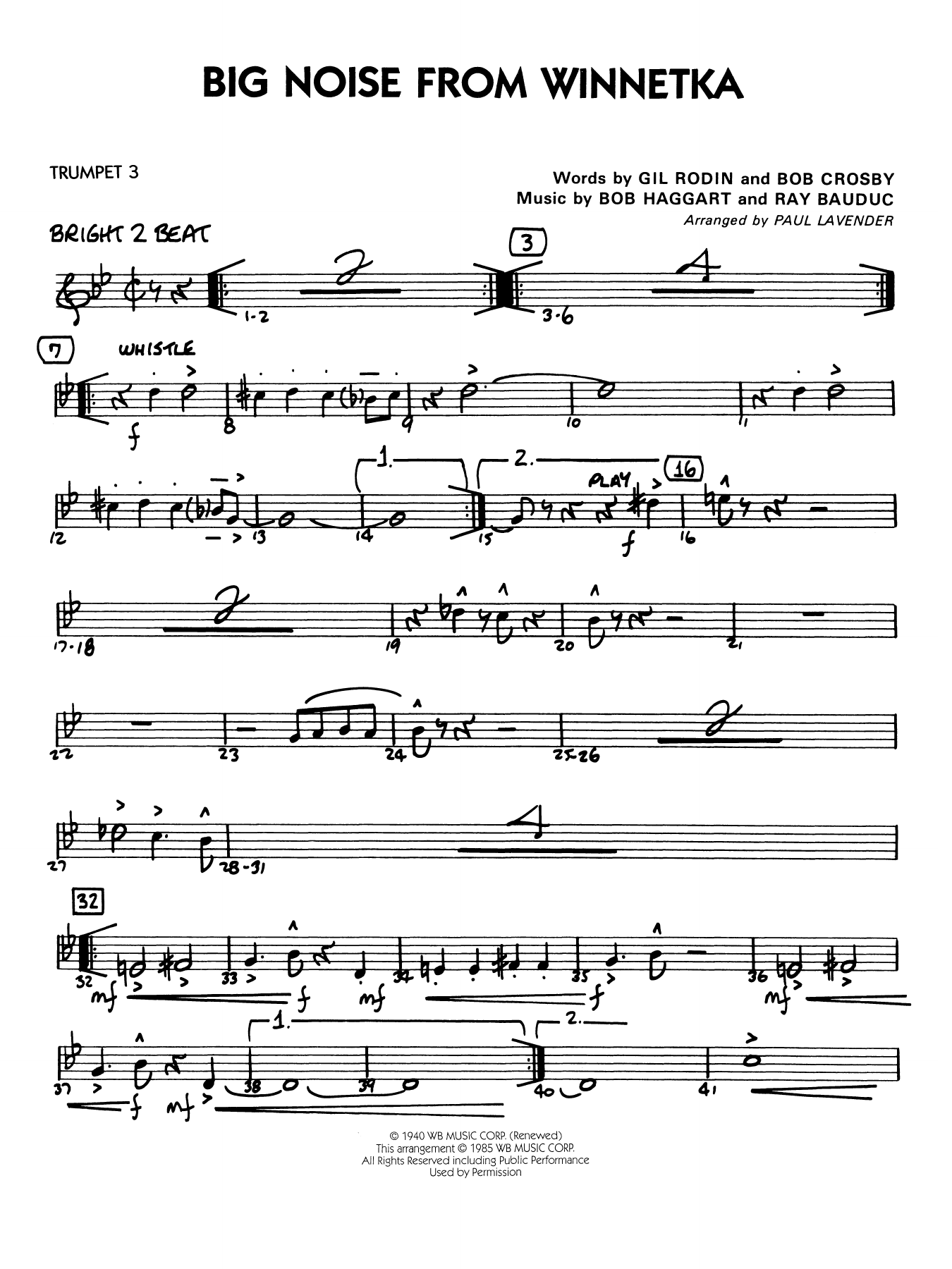 Big Noise from Winnetka (arr. Paul Lavender) - Trumpet 3