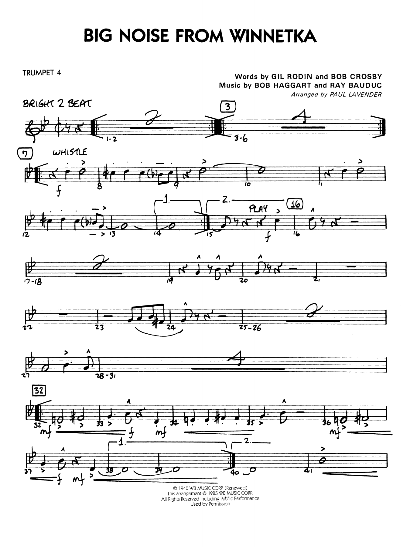 Big Noise from Winnetka (arr. Paul Lavender) - Trumpet 4